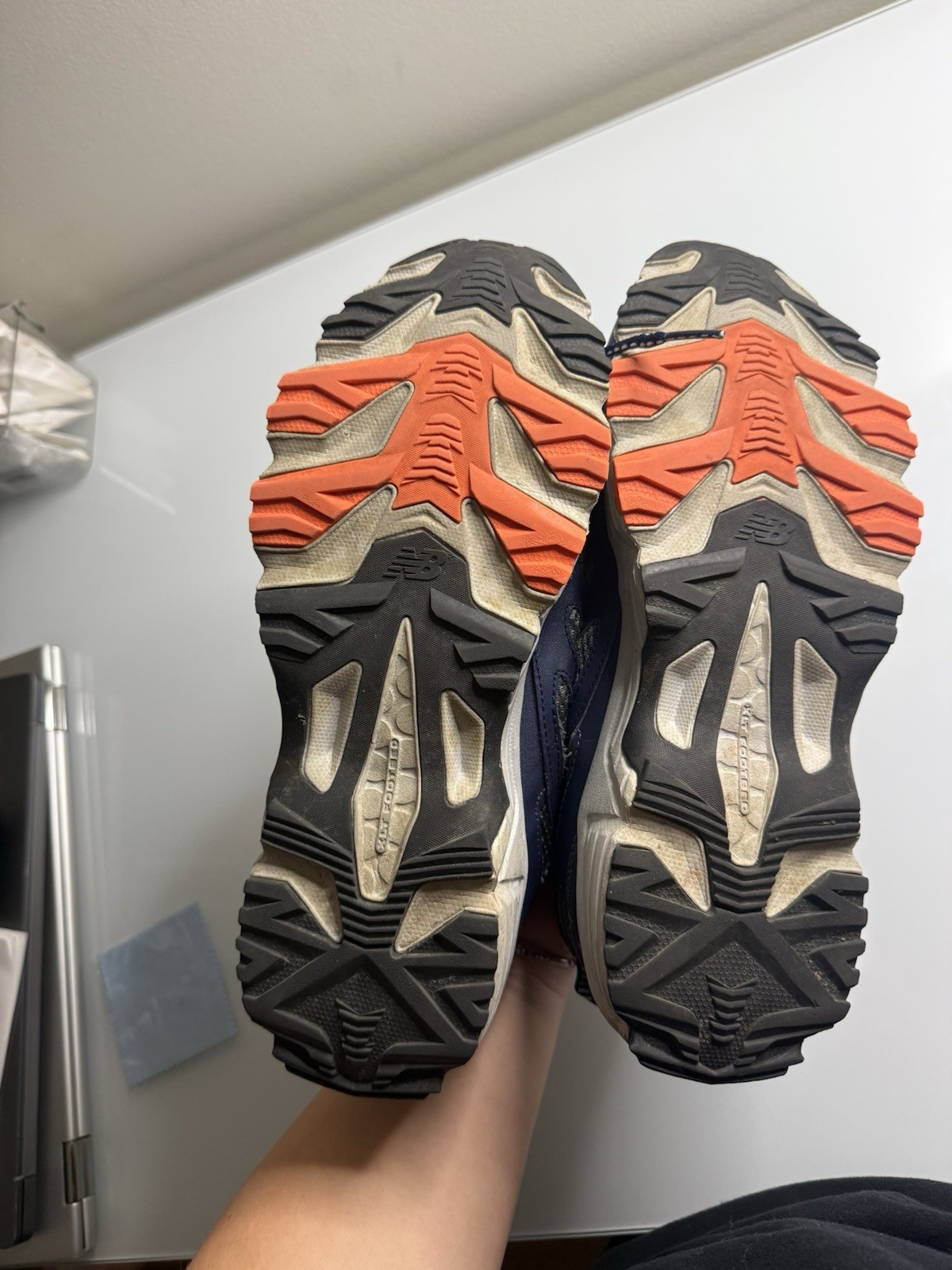 New Balance 410v4 MT410NOD4 Men’s Trail Running Shoes Blue Gray Orange Low Top