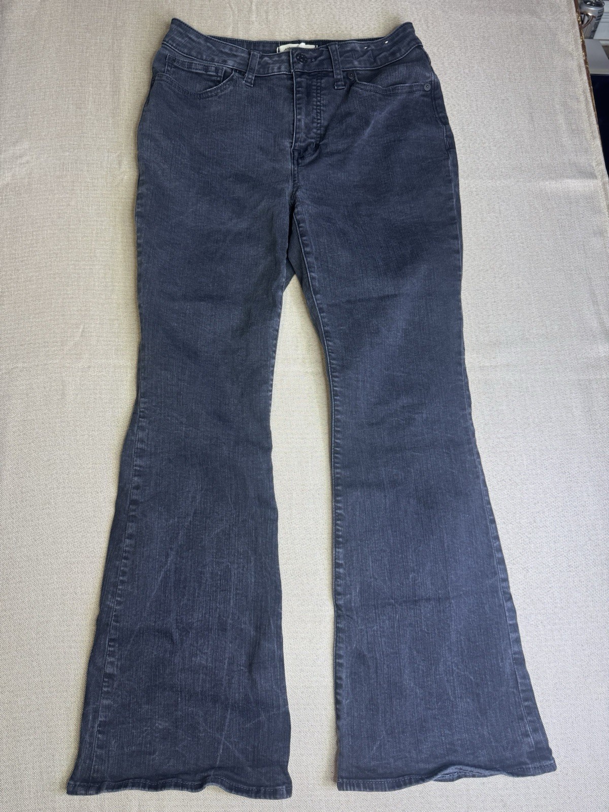 Madewell Curvy Skinny Flare Jeans Womens 29P Faded Black Denim Stretch Petite