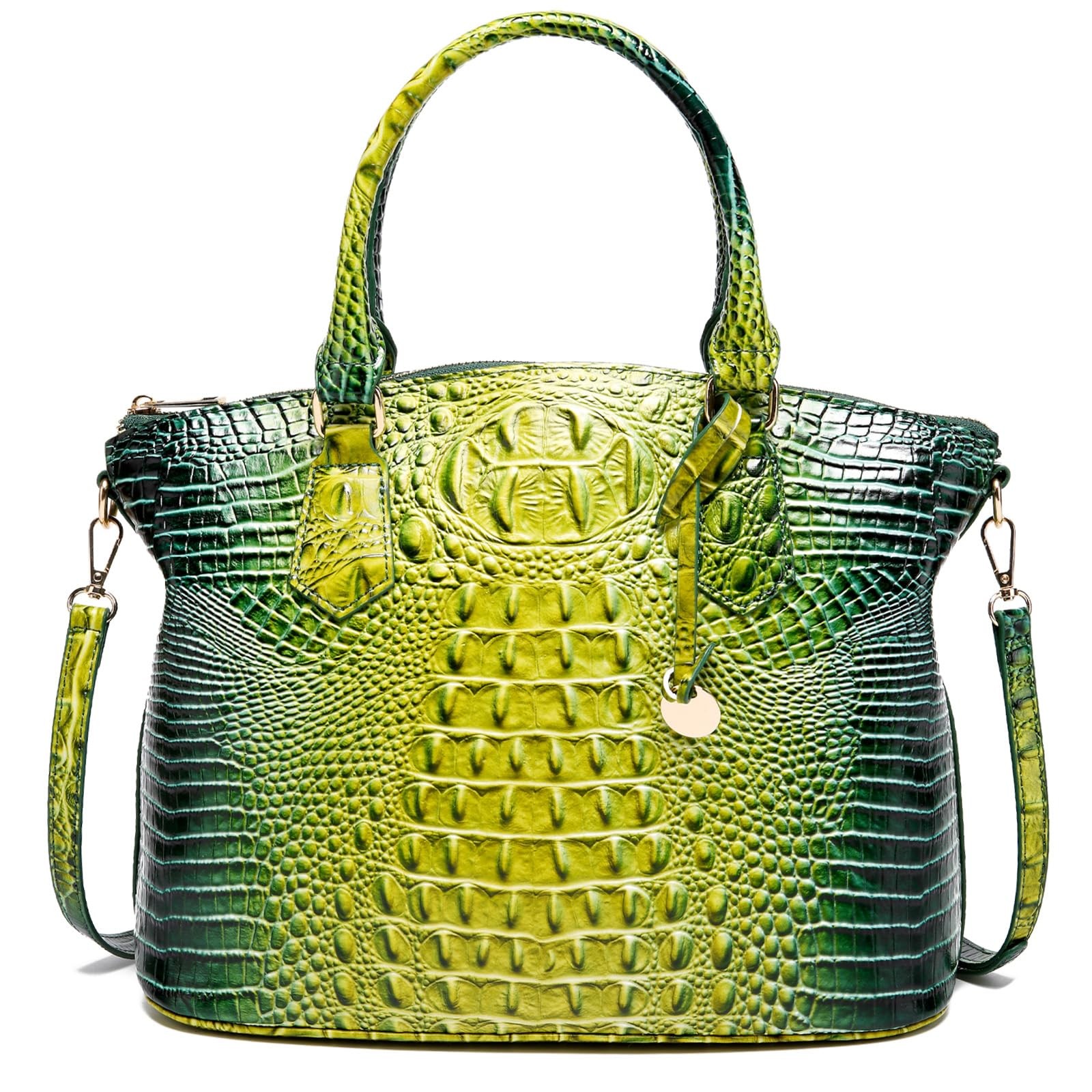 Crocodile Leather Tote Purse for Women 11.8″ x 5.1″ x 10.6″, 1-jade Green