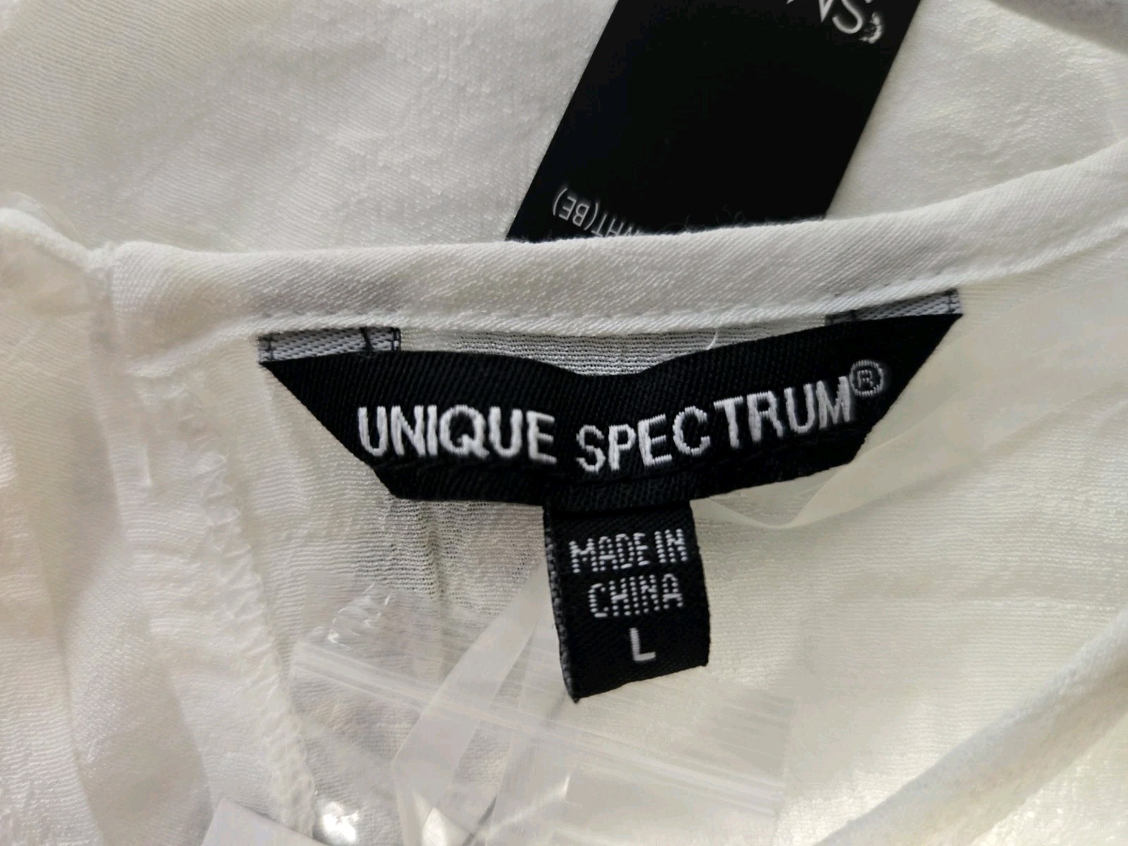 Unique Spectrum White Boho Blouse Top Sz L Womens