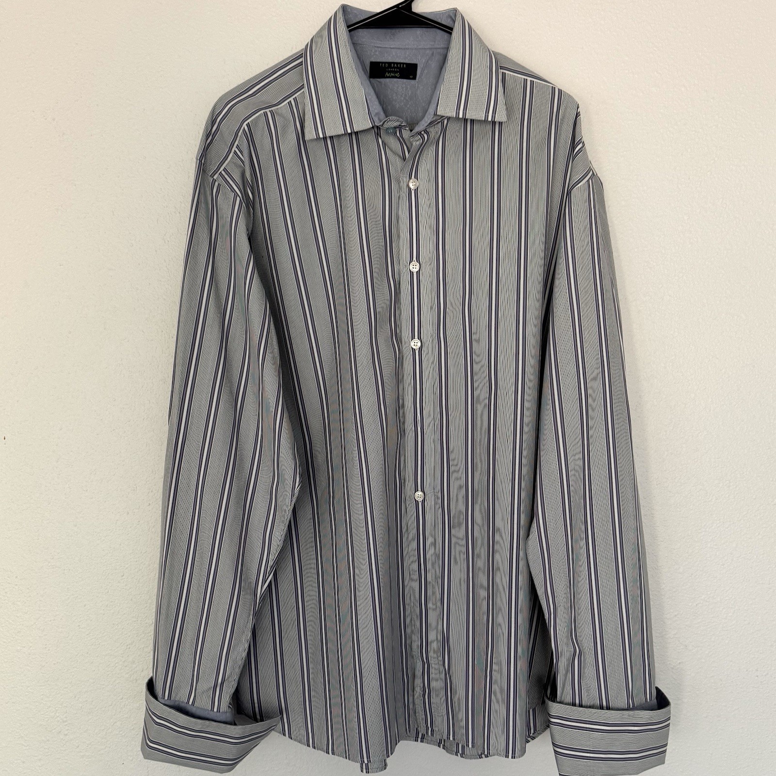 Ted Baker London Cotton Striped Button Down French Cuffs Shirt SZ 17.5 -32/33