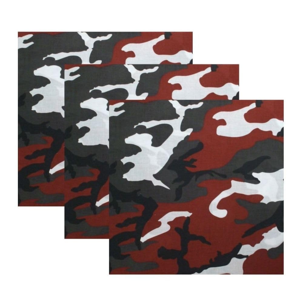 ARMYU Camouflage Military Bandana 3Pack 22×22 Cotton Camo Scarf Do Rag Face Wrap