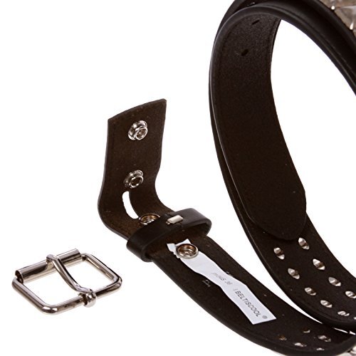 1 1/4″ (33 mm) Snap On Two Row Punk Rock Star Silver Studded Leather Belt Top