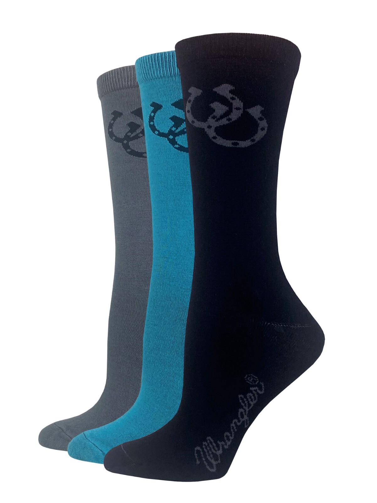 Wrangler Ladies Rayon Horse Shoe Pattern Crew Socks 3 Pair Pack