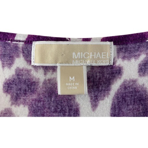 Michael Michael Kors Purple White Ikat Animal Print Cowl Neck Wrap Top Womens M