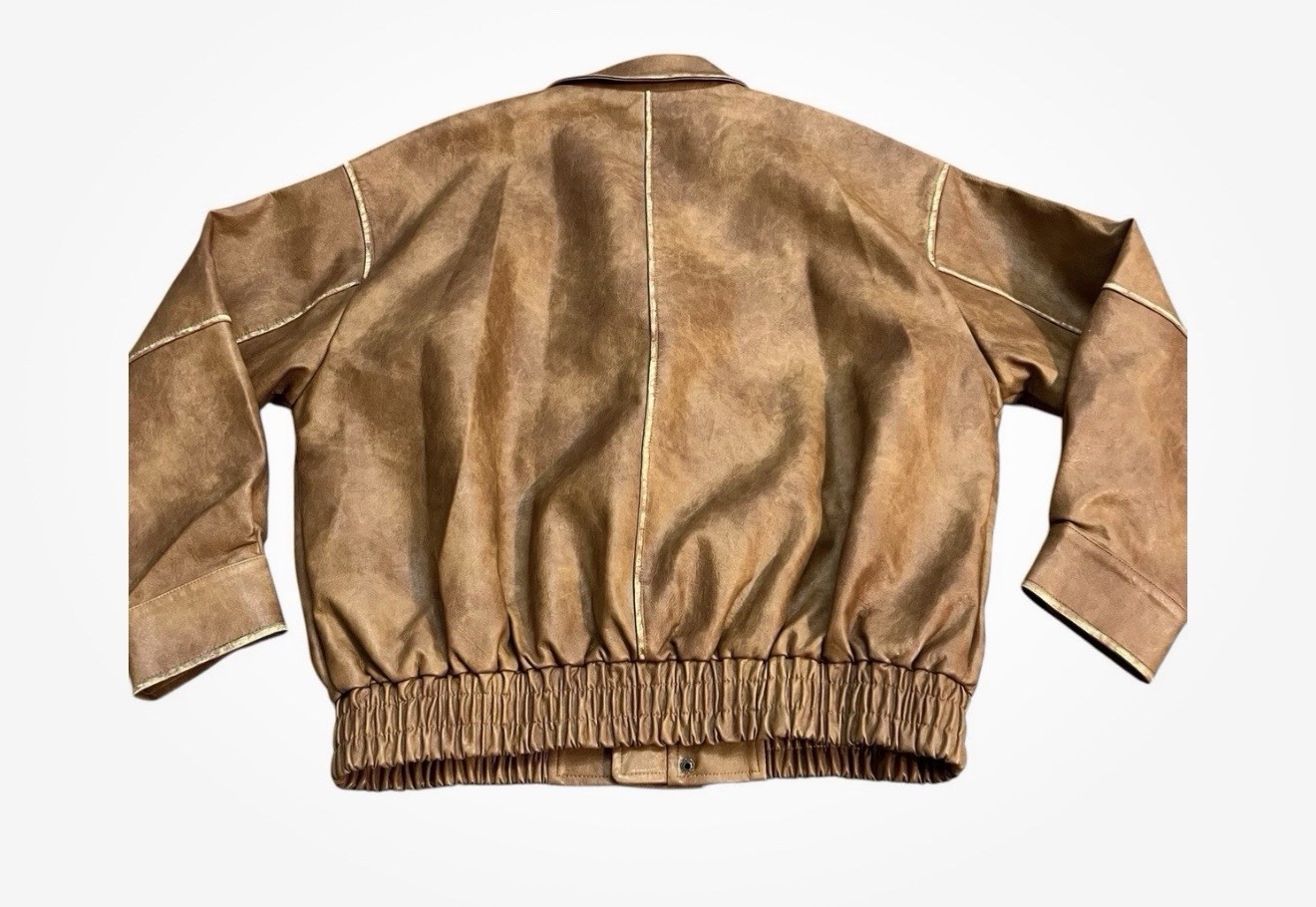 12th Tribe London Calling Cognac Oversized Faux Leather Jacket Size Small