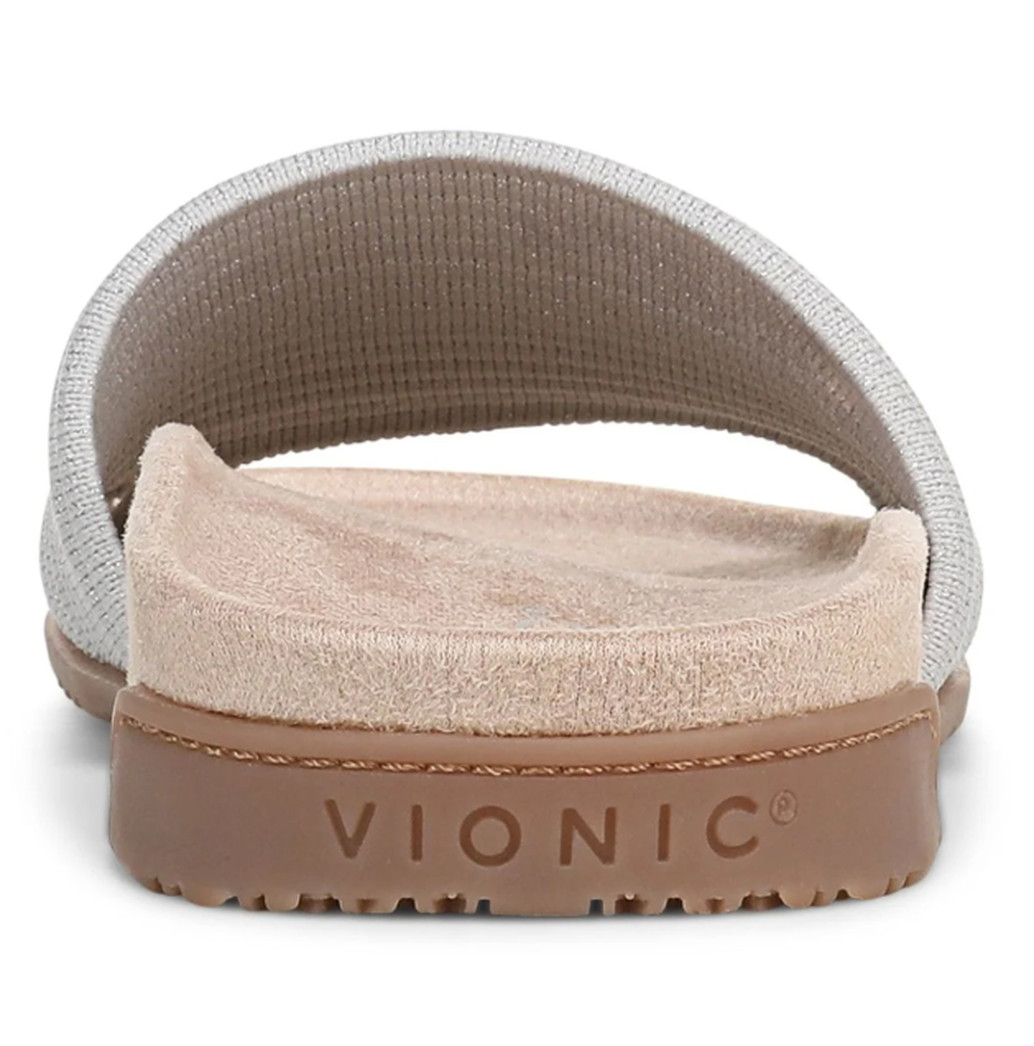 Vionic Evie Knit Slide Sandals Women’s Vapor Silver Orthotic Comfort Slip On