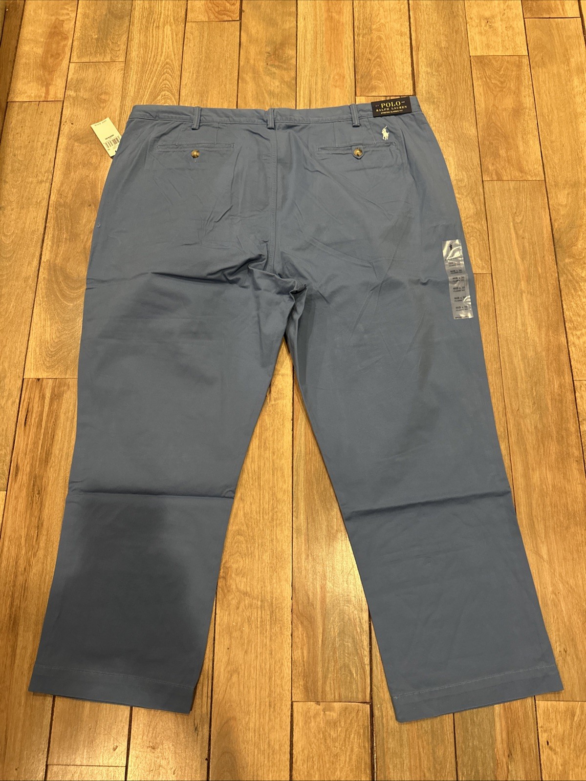Polo Ralph Lauren Mens Stretch Classic Fit Pants 46Bx30 Blue Chino Cotton Twill