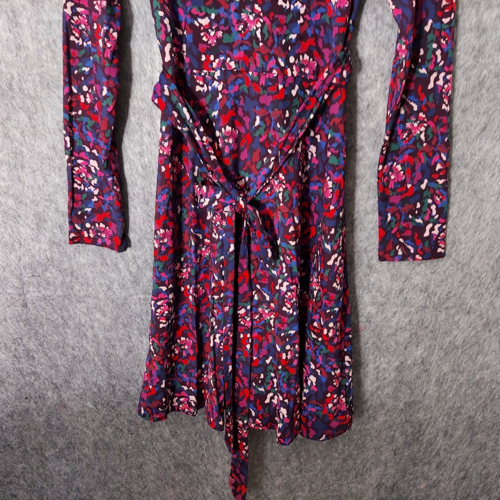 NWOT Fat Face Dress Women 10 Purple Floral Faux Wrap Long Sleeve Knee Length