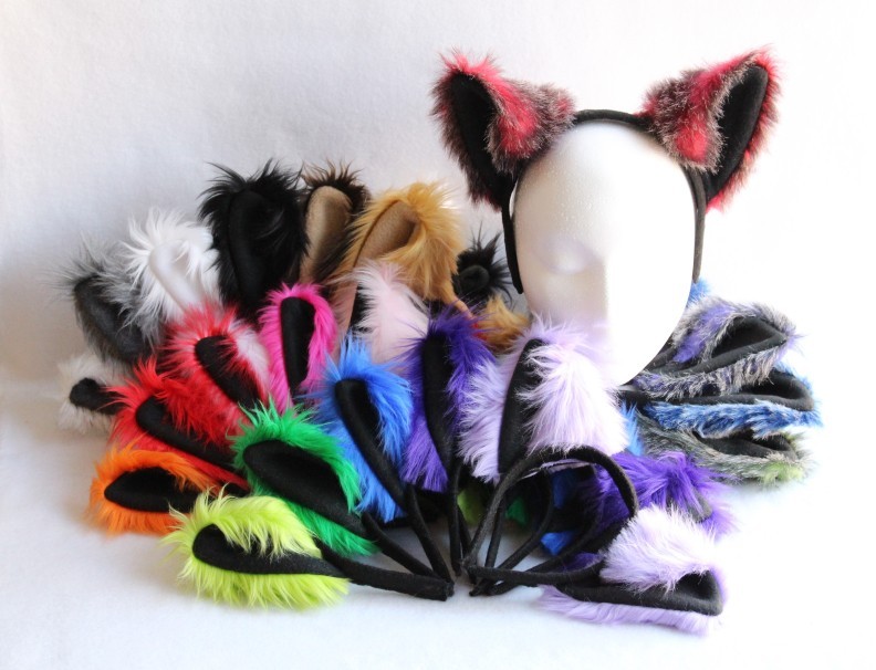 Caramel Brown WOLF EARS furry HEADBAND dog anime cosplay Halloween Holo Spice