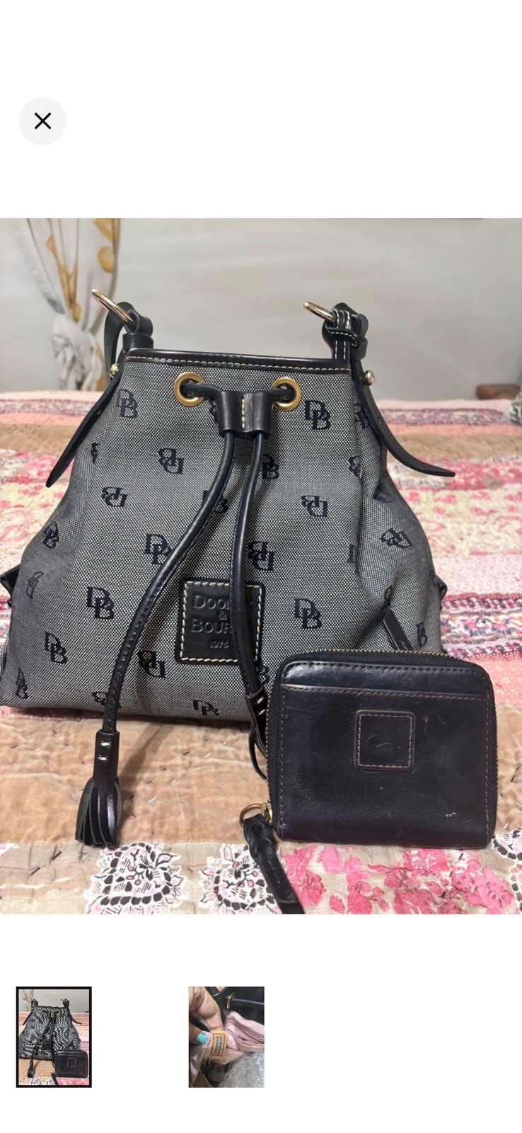 Vintage Dooney & Bourke signature Bucket Handbag Drawstring Black