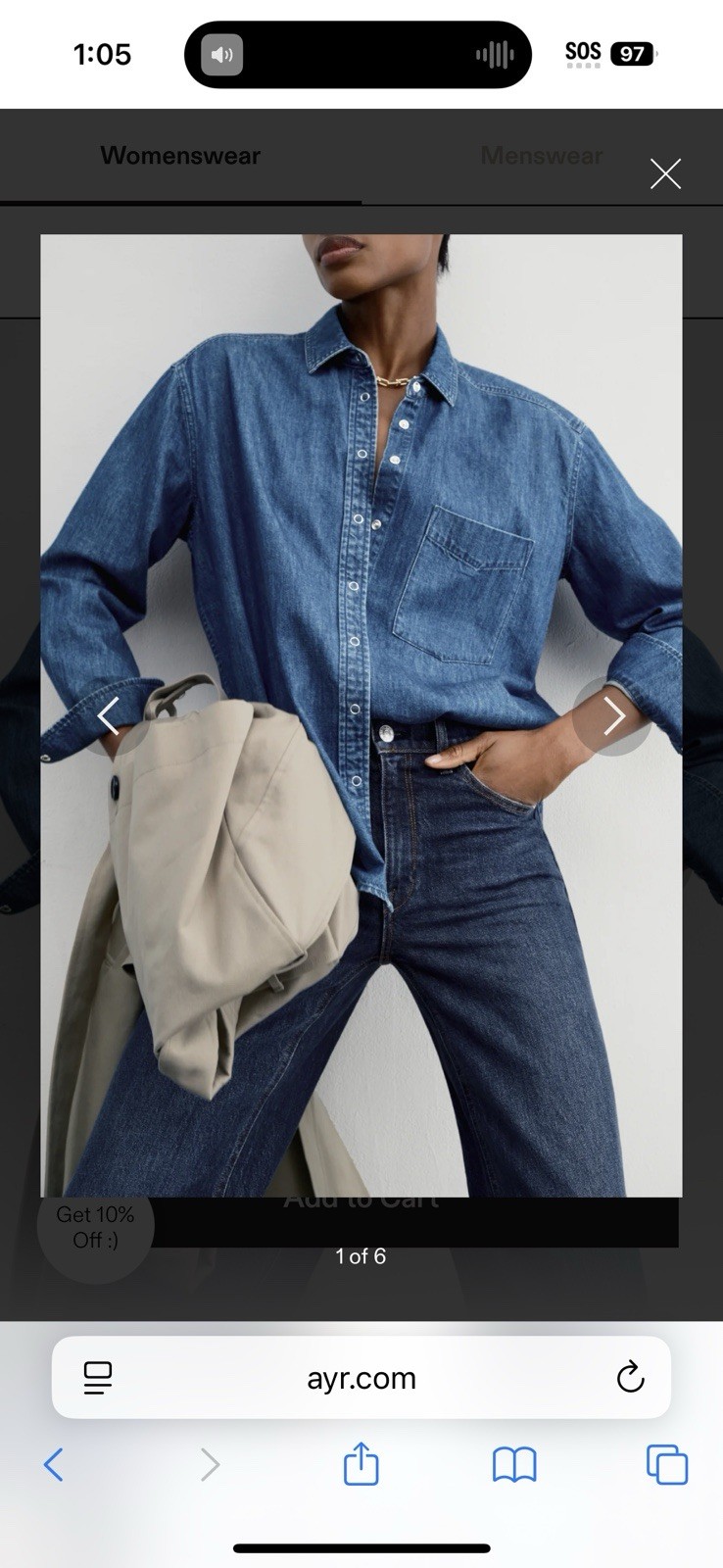 AYR The Deep End Oxford Button Down Shirt Women’s Size Small Deep Denim Blue