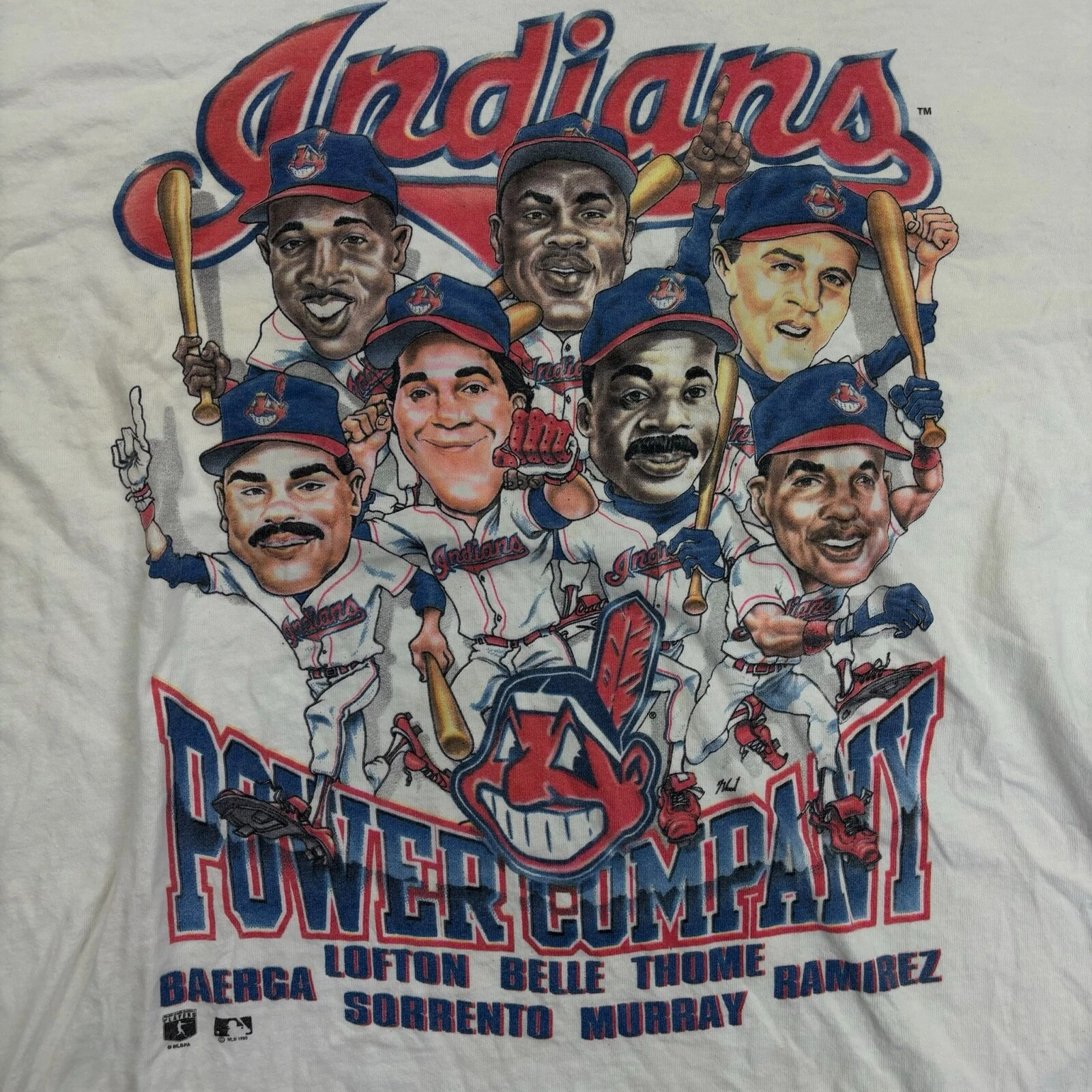 Vintage Cleveland Indians Shirt White Caricature Cartoon Baseball All size NG32