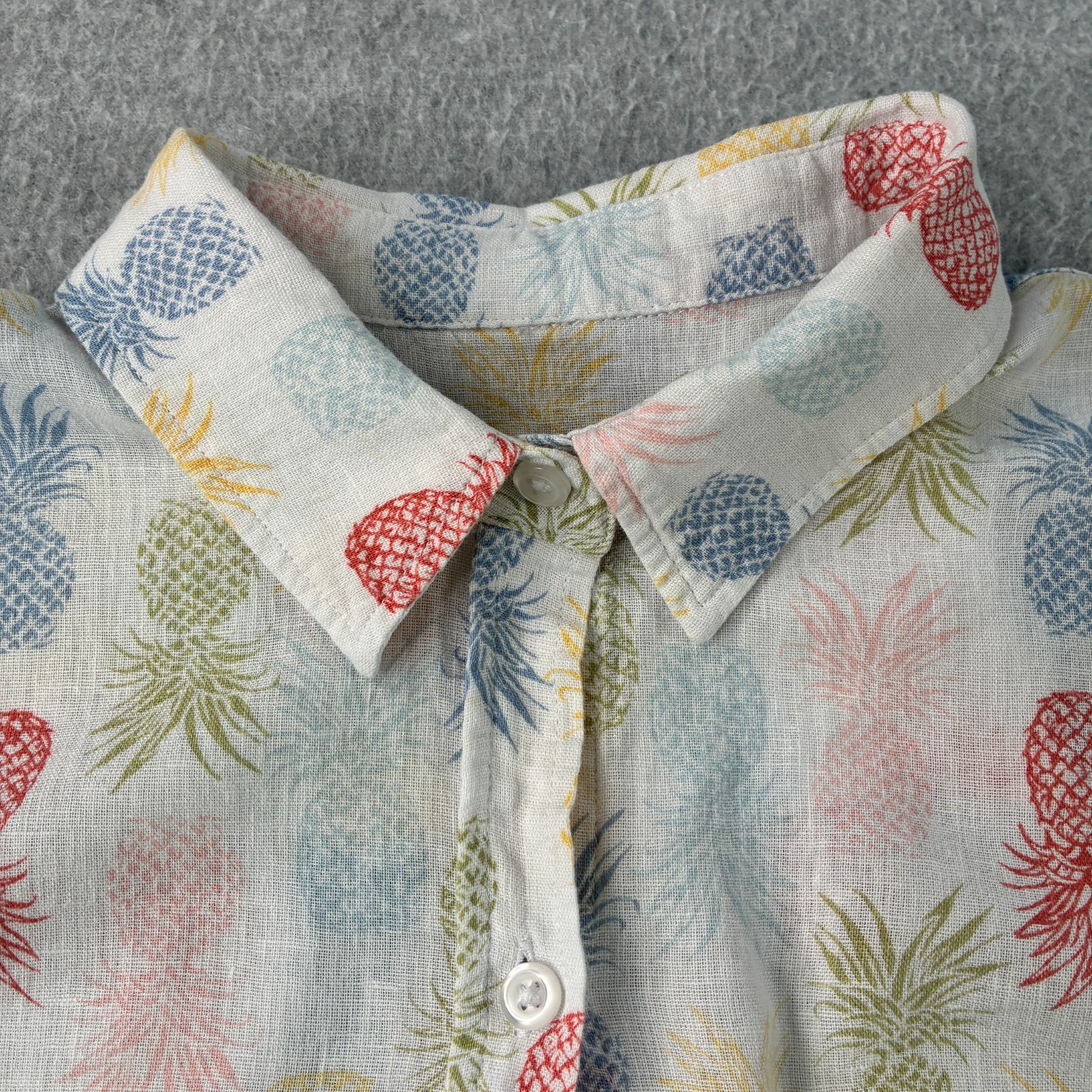 Rails Shirt Womens Small White Charli Rainbow Pinas Button Up Linen Blend