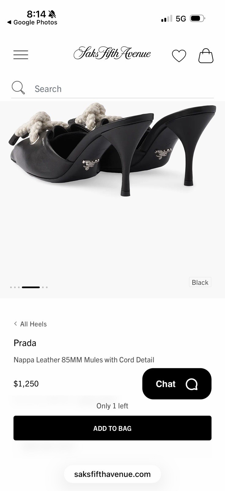 PRADA Nappa Leather Cord-Detail Heeled Mules Black Retail-1250 NEW WITH BOX