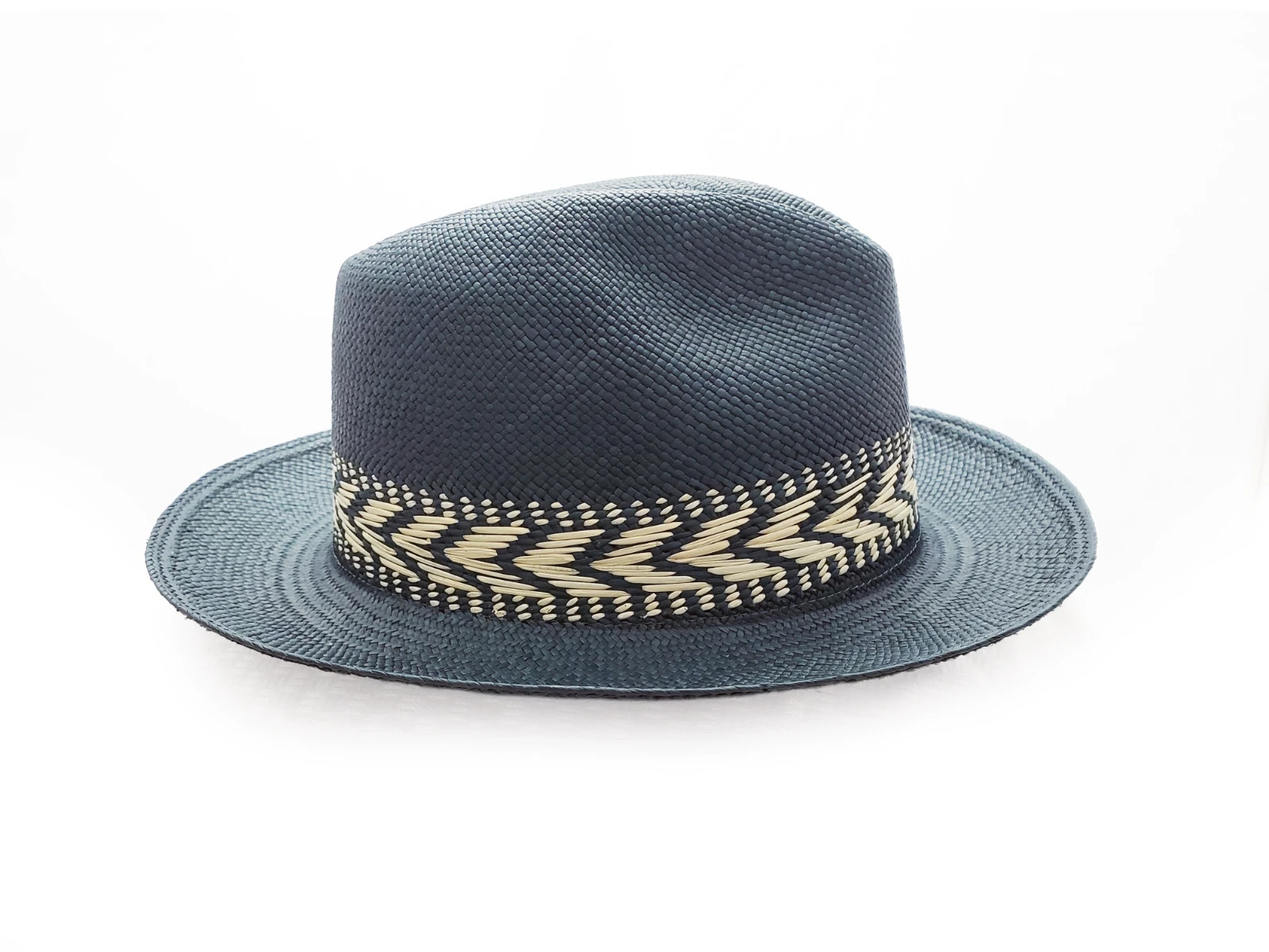 Authentic Ecuadorian Panama Hat – Blue Handwoven Toquilla Straw – Size 60
