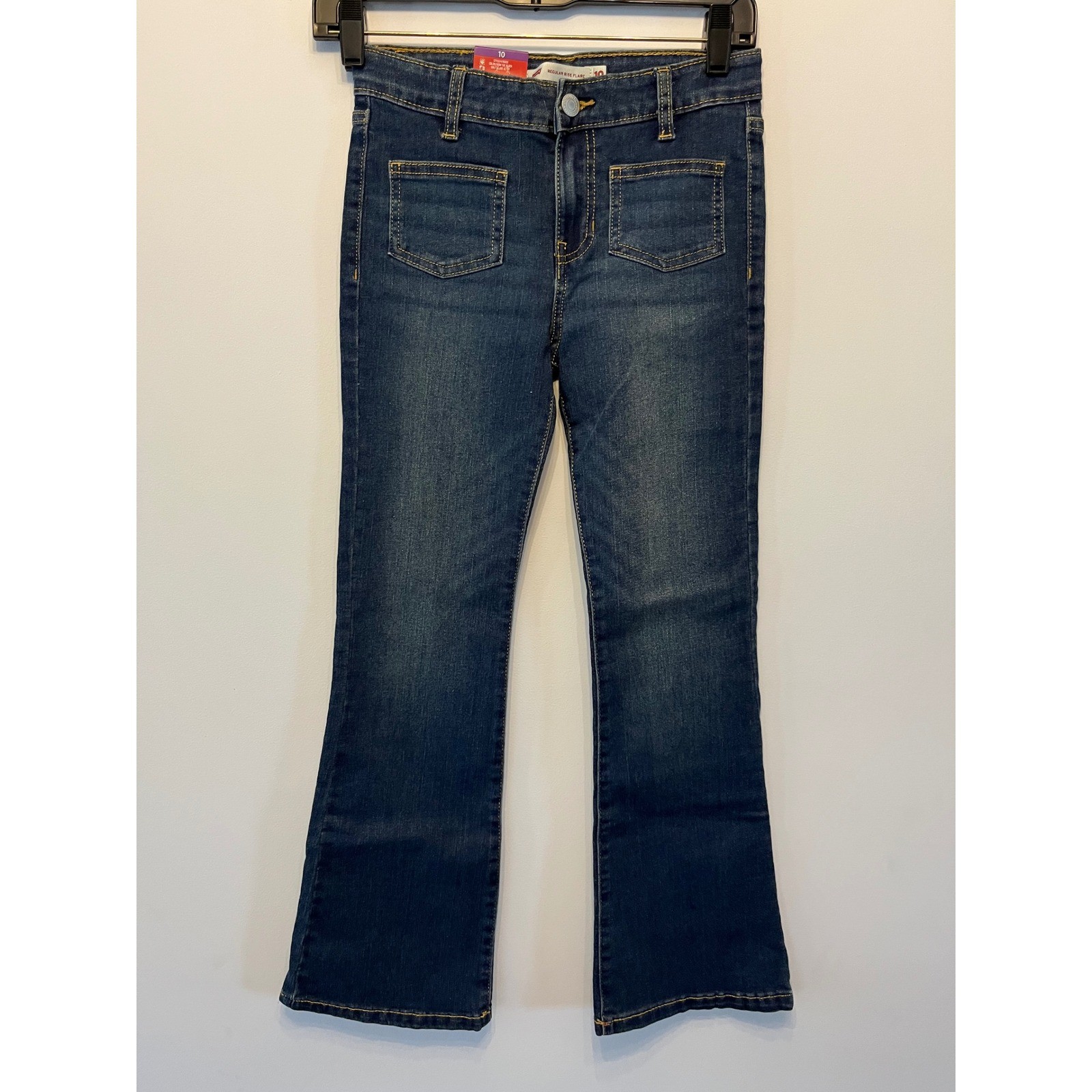 Levis Girls Flare Denim Jeans From The Block Dark Wash Regular Rise Size 10 NWT