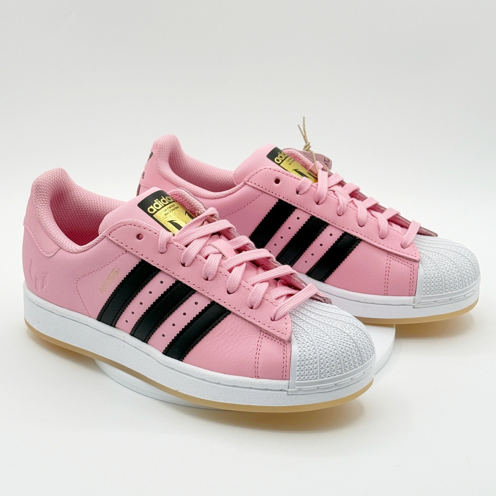 Adidas Superstar Messi Size 7 Mens Pink Black White Sneakers JR1520 NEW