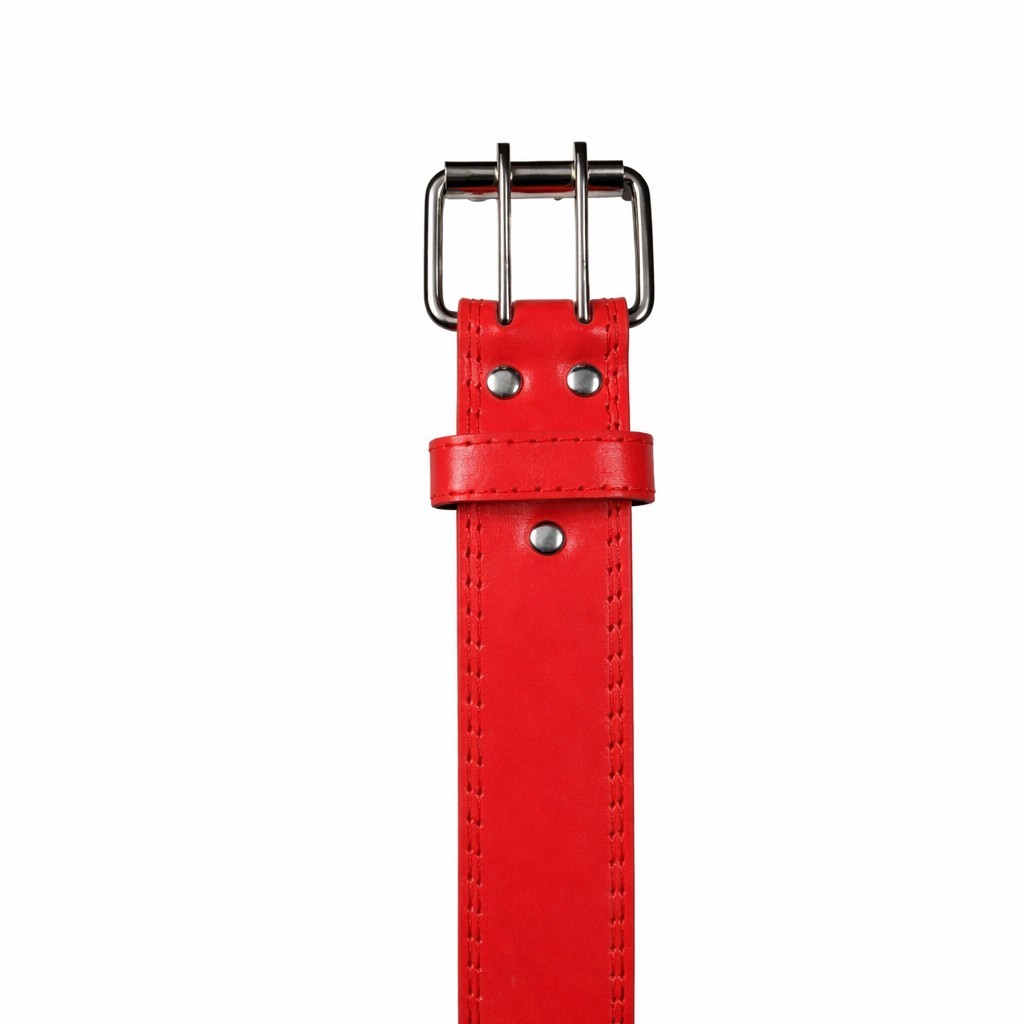 Genuine Leather Two Row Double Row Prong Holes Casual Red Belt