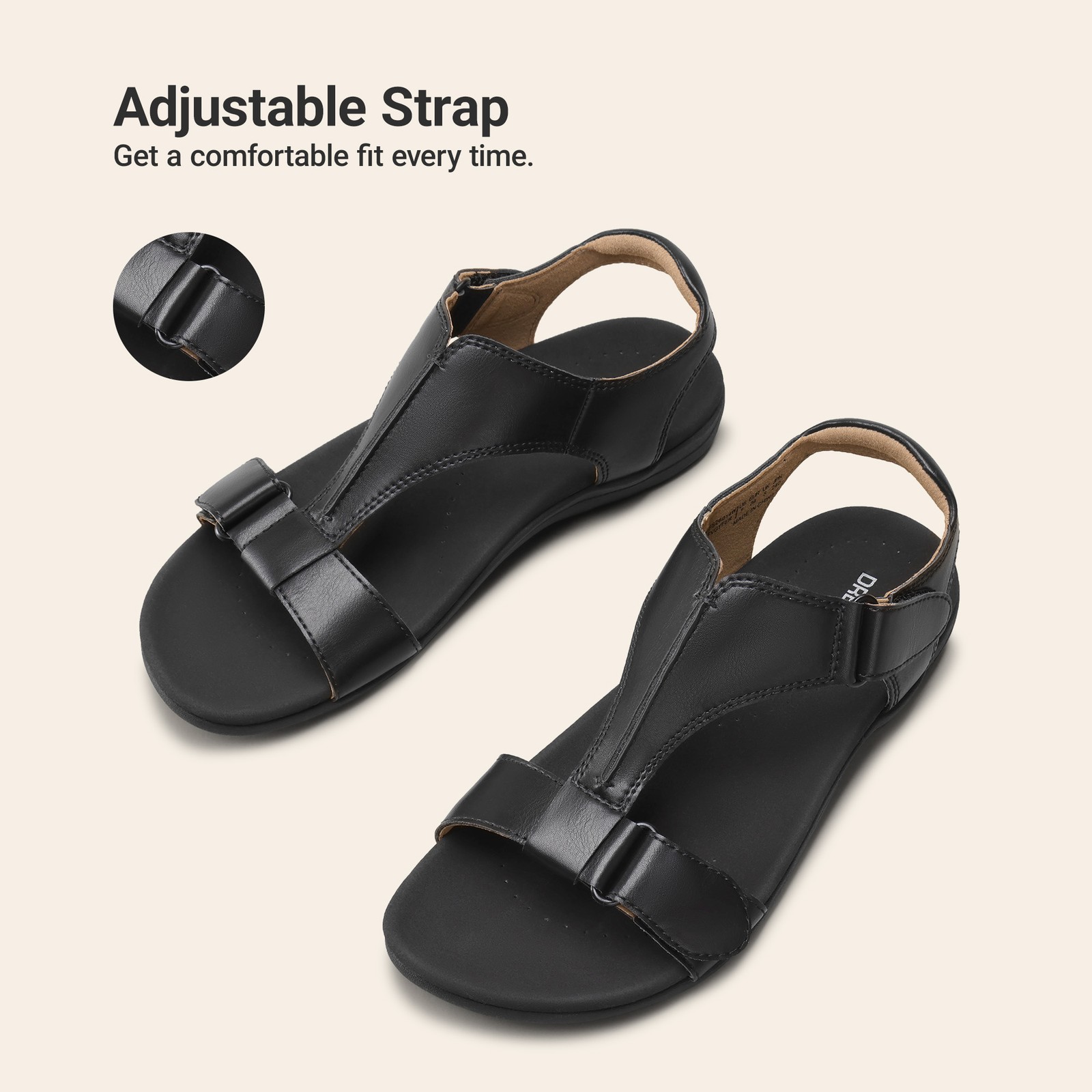 Women Arch Support T-Strap Orthopedic Flat Sandals Summer Beach Walking Sandals