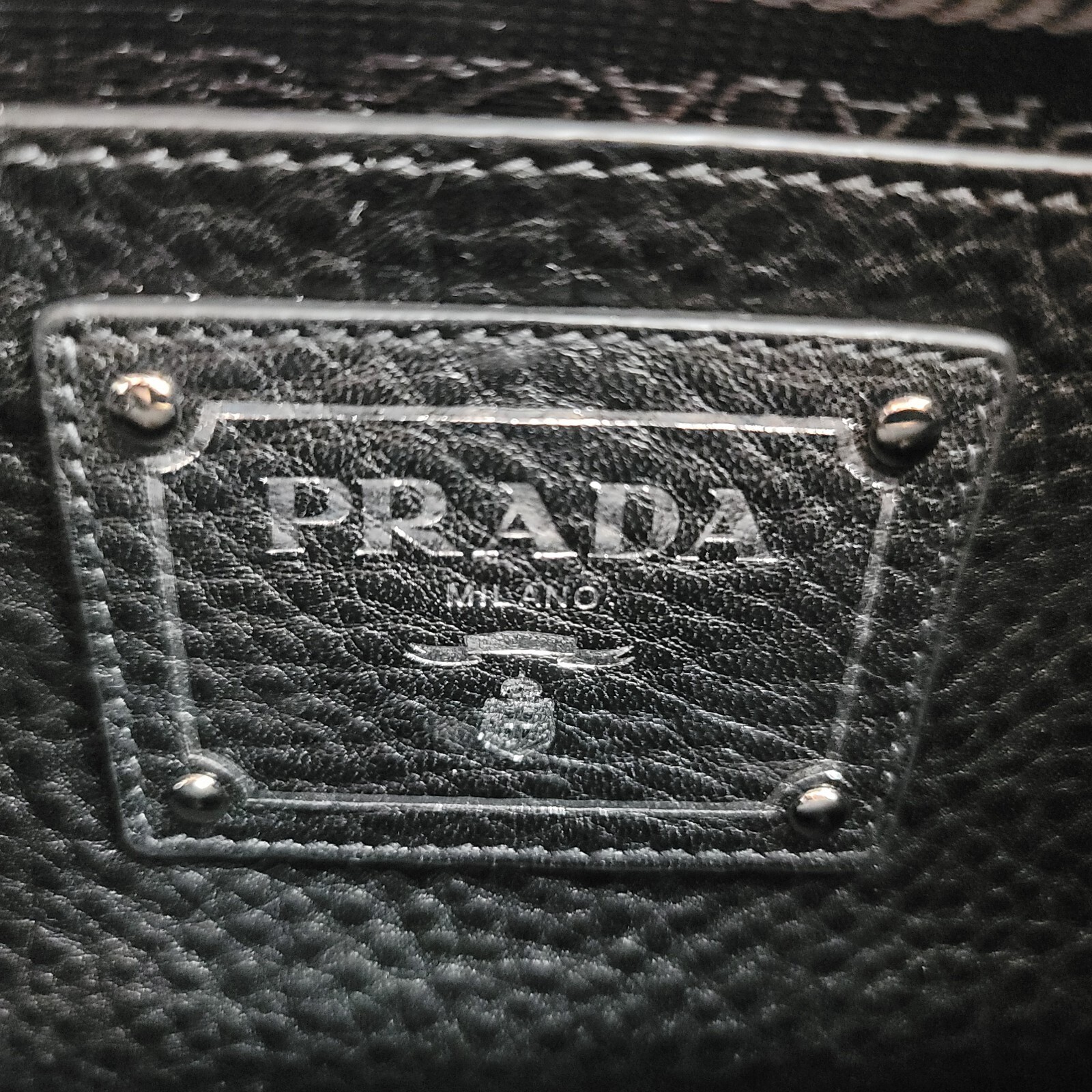 Prada Vitello Daino Black Leather Satchel Bag BR5128 Nero Silver Hardware