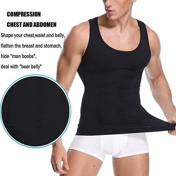 Mens Slim Body Compression Tummy Shaper Belly Shapewear Waist Girdle Shirt Vest
