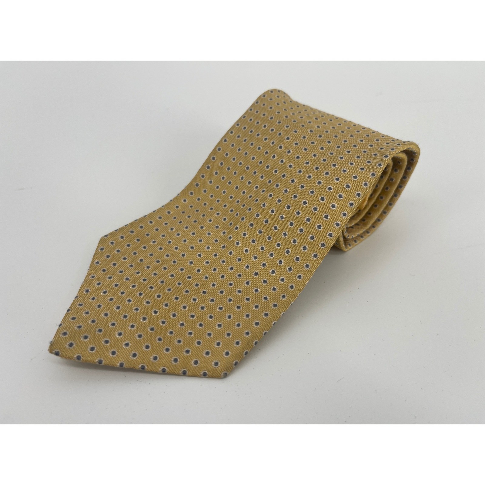 Tommy Hilfiger Necktie OS Gold Excellent Silk Polka Dot Classic Professional