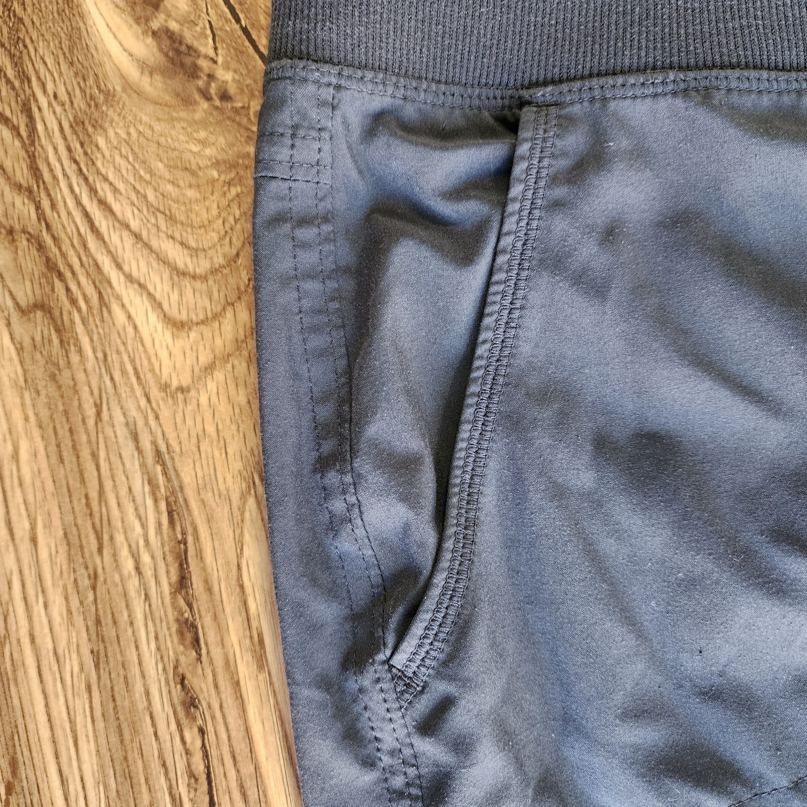 Athletic Drawstring Jogger Pants Navy Gray Ribbed Cuff Lounge Sweatpants Mens L