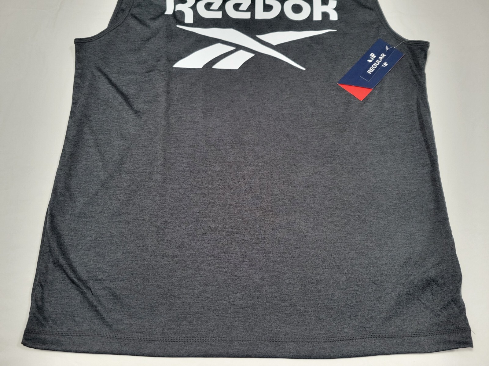Reebok Mens Tank Athletic Muscle Gladiador logo top Black Heather Size Large