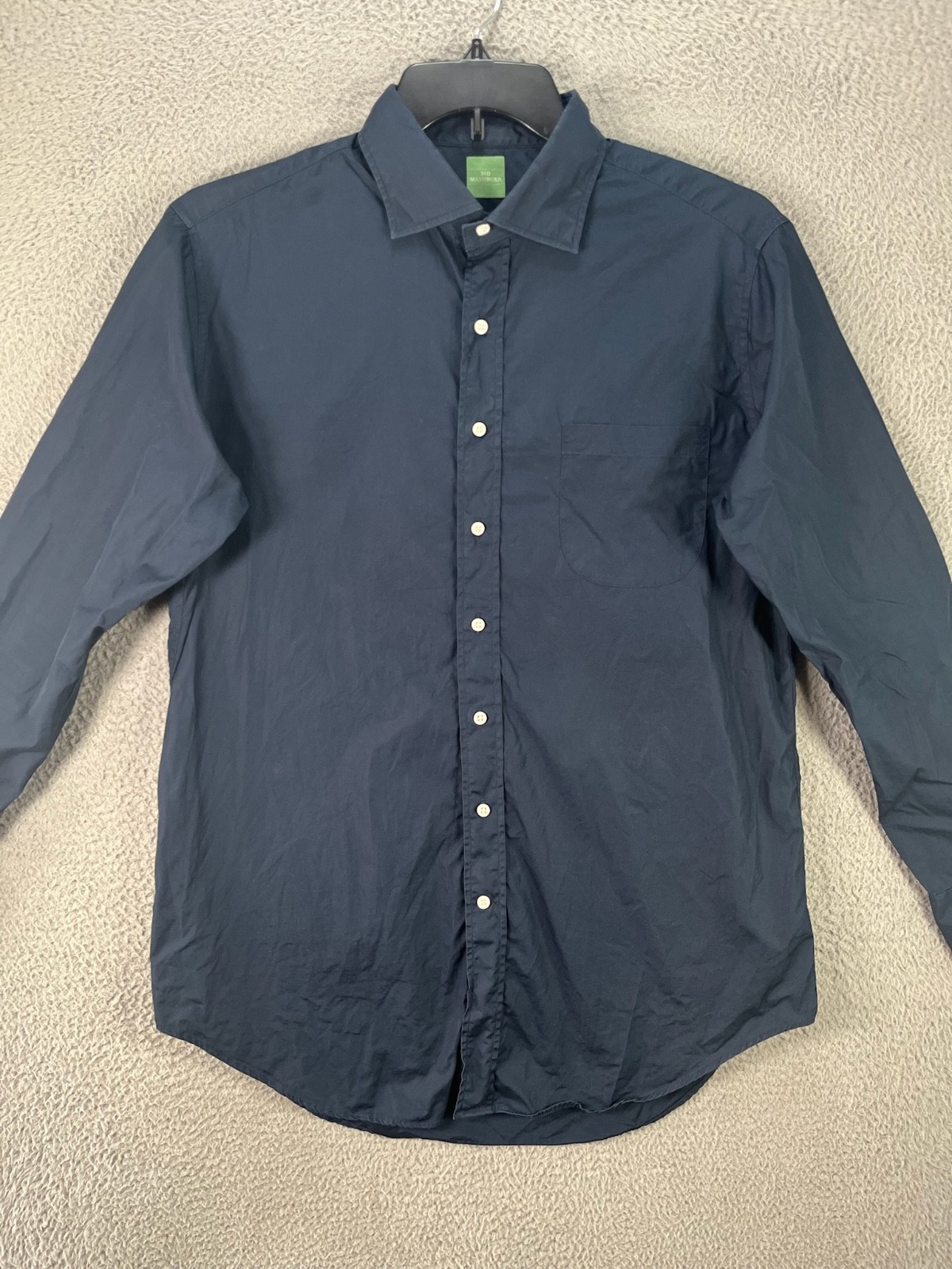 Sid Mashburn Shirt Mens Large Blue Long Sleeve Pocket Casual 100% Cotton Office