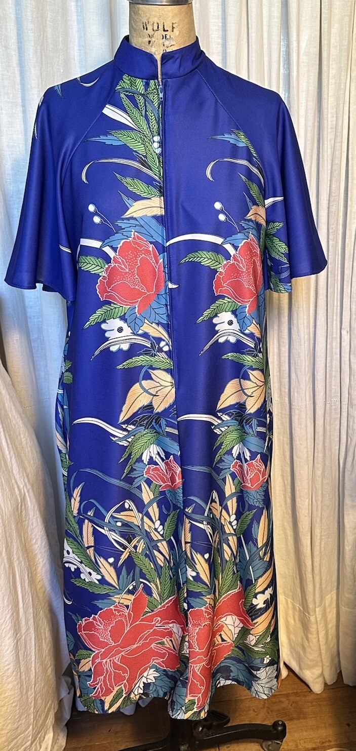 Vintage Womens S Sleeve Midi Floral House Dress Sz S-M Pre-owned