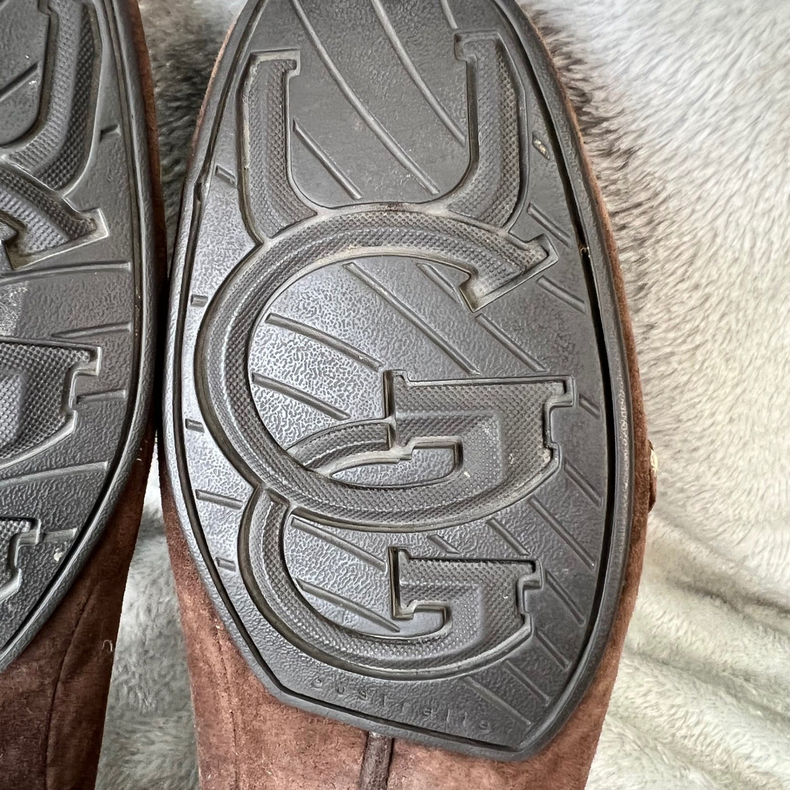 UGG Womens Suede Shearling Lined Driving Moccasins Loafers with Buckle Size 7