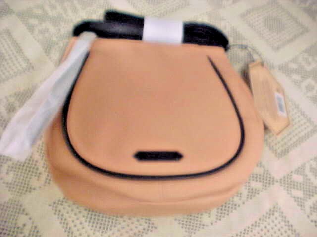 Wildfox Purse Saddle Bag PVC Polyester Lined Long Shoulder Strap Peach Color New