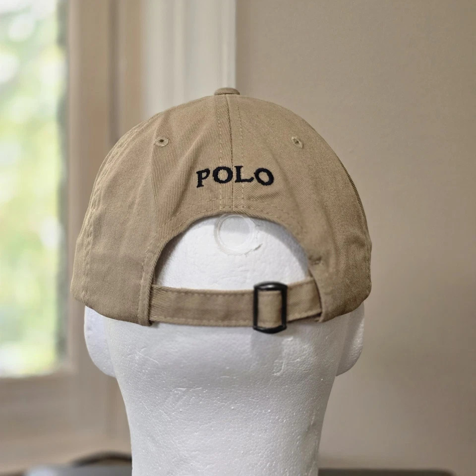 Polo Ralph Lauren Men’s One Size Cotton Chino Adjustable Ball Cap Beige Blue
