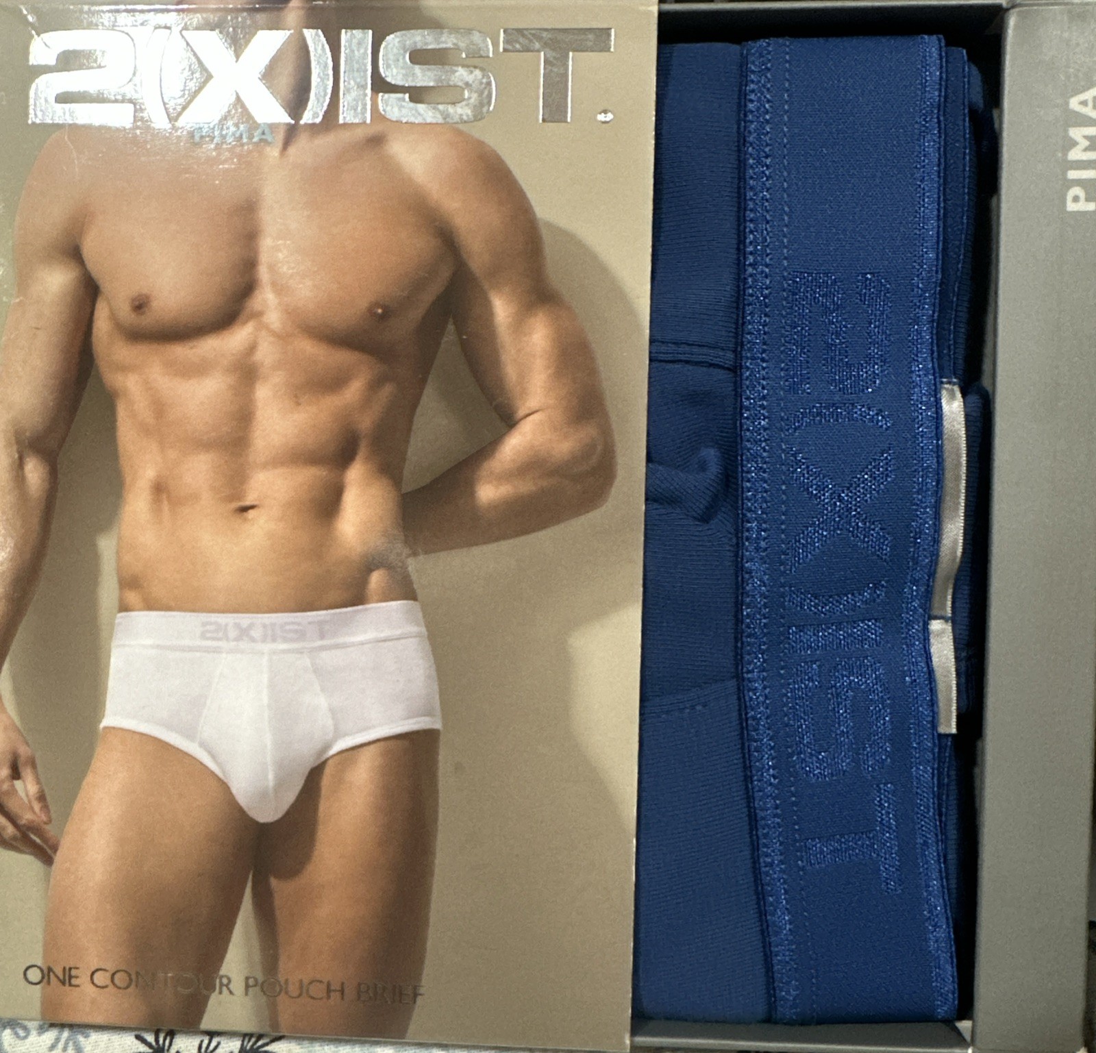2(x)ist Pima One Contour Pouch Brief Blue Medium New in Box!