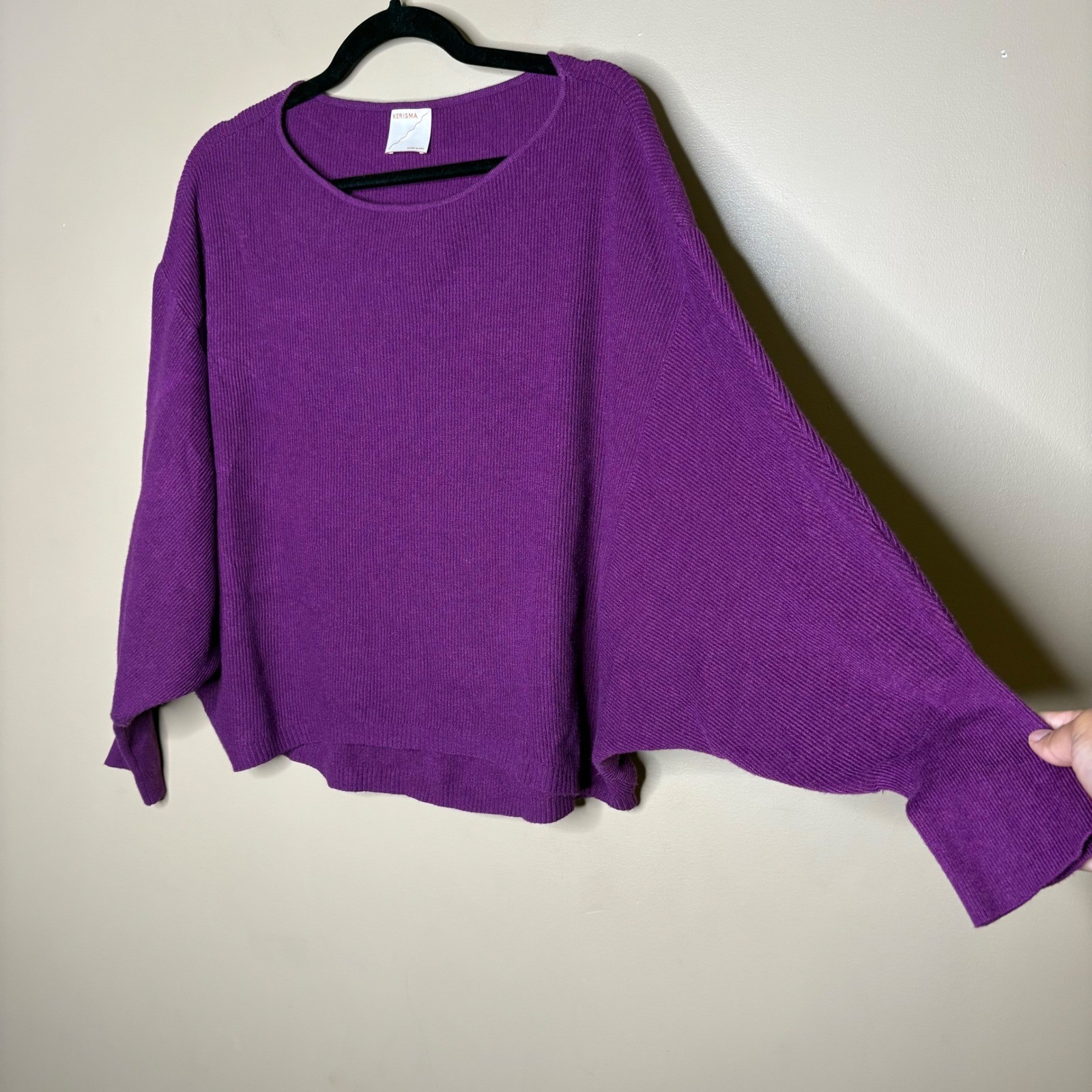 Kerisma Ryker Purple Ribbed Batwing Dolman Sleeve Sweater Size M/L Womens