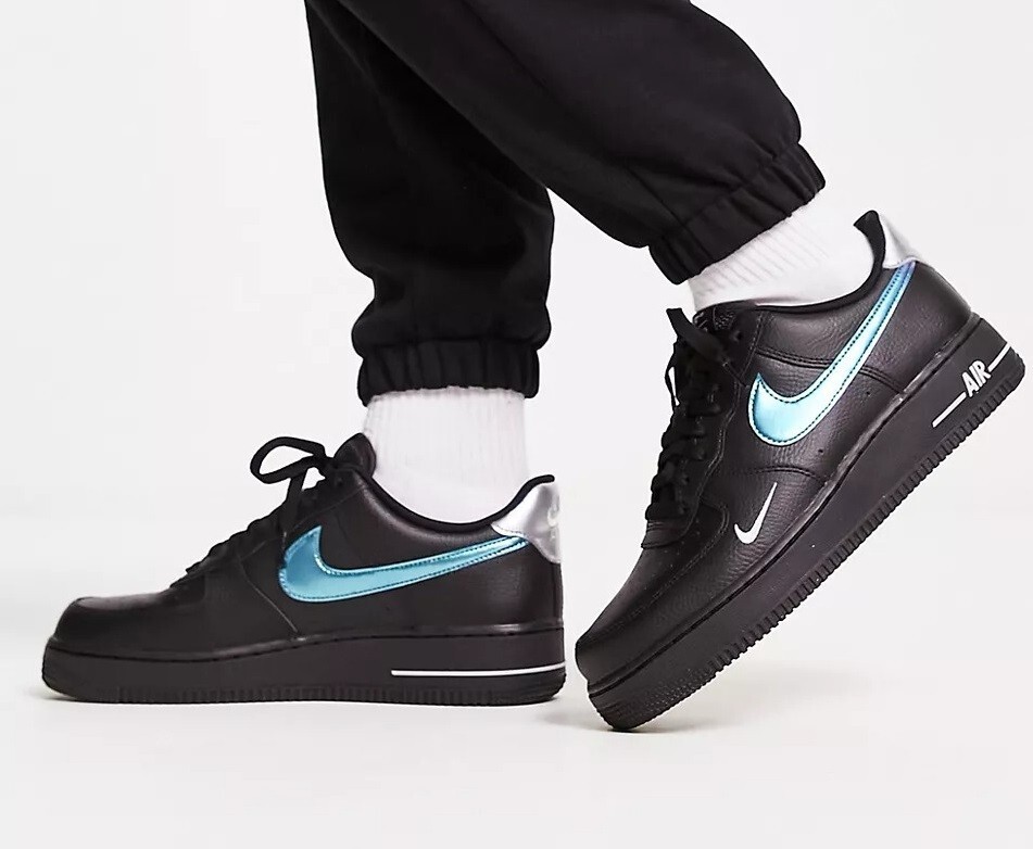 Nike Air Force 1 ’07 Low Black Blue Lightning FD0654-001 Size 11.5 US Men’s