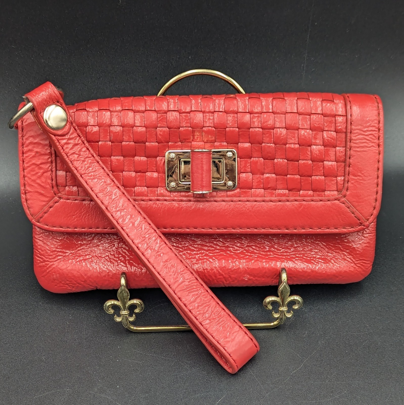 Elliott Lucca Coral Leather Clutch Wristlet with Strap Purse Fits Phone! ~ EUC