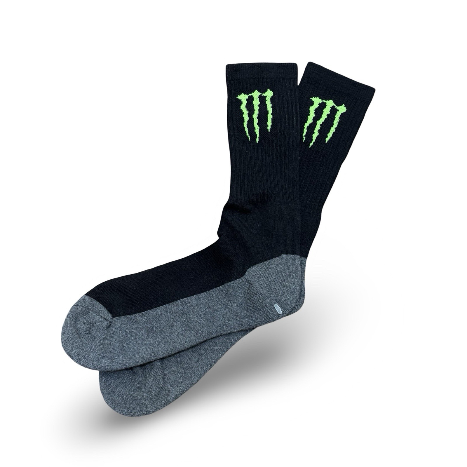 Monster Energy Black Crew Socks Nylon Polyester Blend NEW Skate BMX Sports