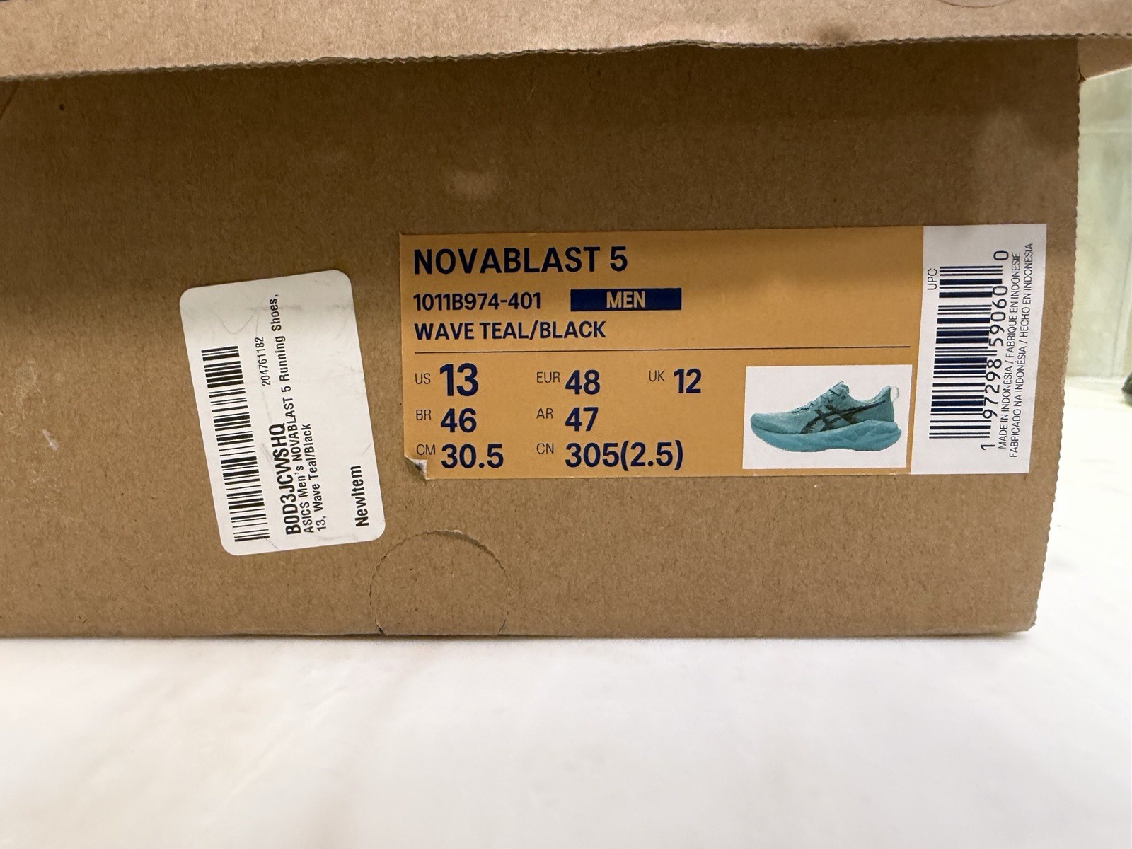 ASICS Novablast 5 (Size 13) 1011B974-401 “Wave Teal/Black” Men’s Running Shoes