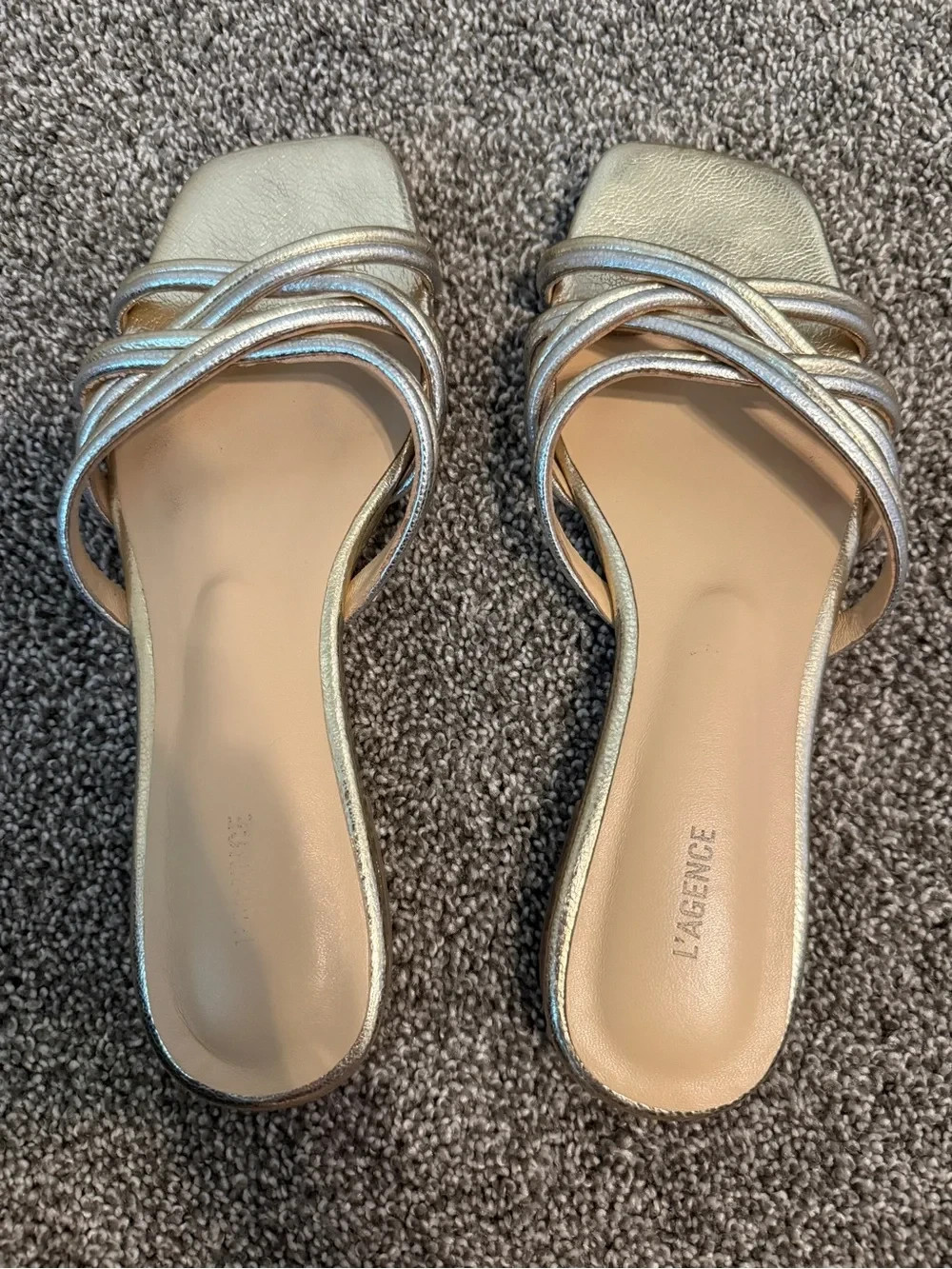 L’AGENCE Metallic Gold Multi-Strap Slide