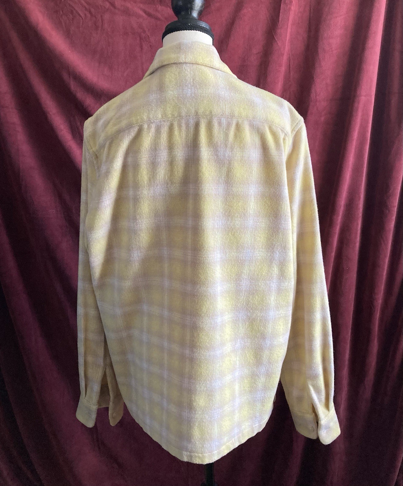 AllSaints Mens Flannel Shirt Shacket Plaid Winter Yellow Beige Pockets Size M