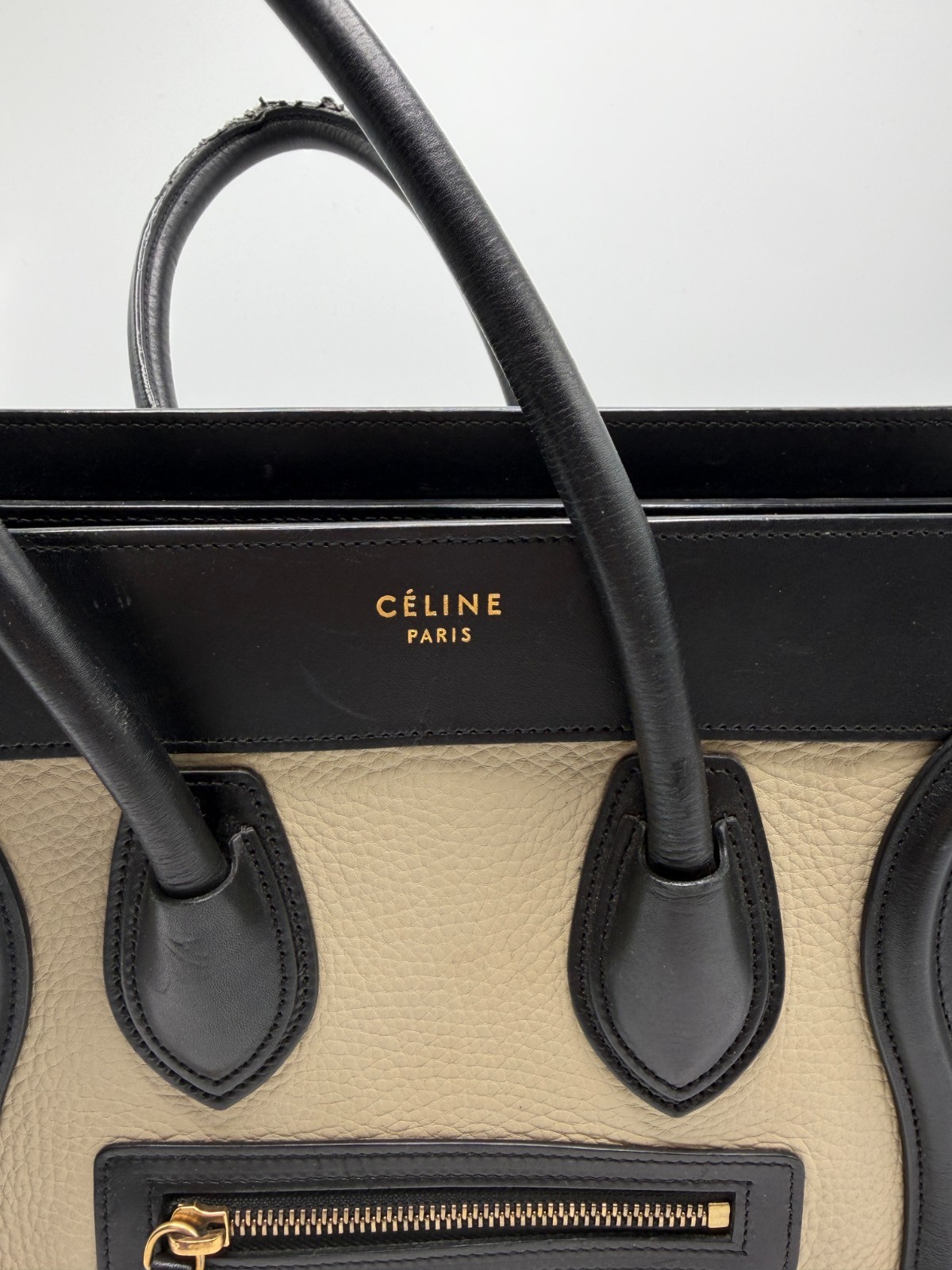 Celine Paris Phantom Luggage Tote Black Beige Khaki GHW AUTH Certificate