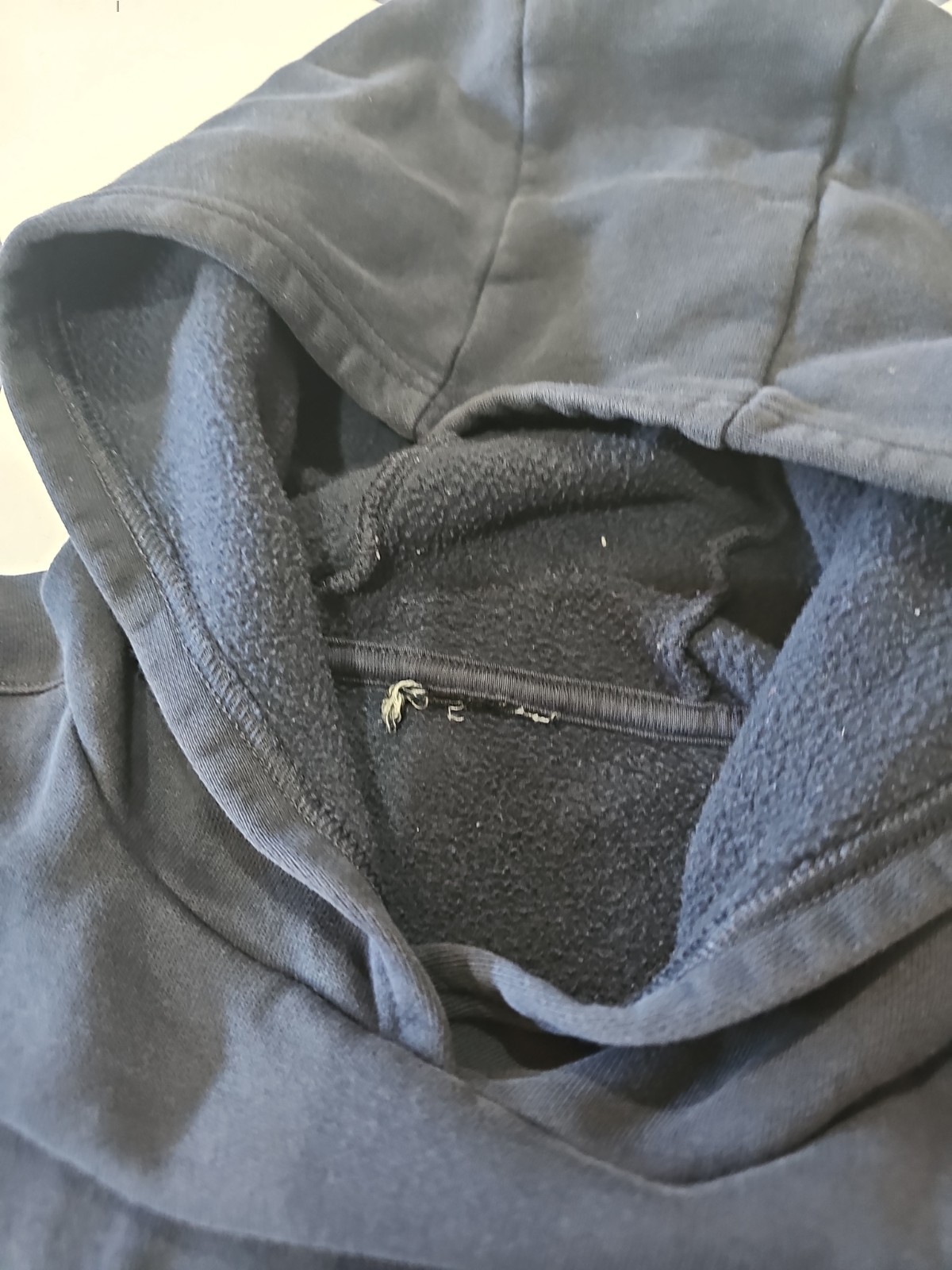 Carhartt Navy Hooded Pullover Sweatshirt Logo Sleeve Hoodie 21×22 EUC
