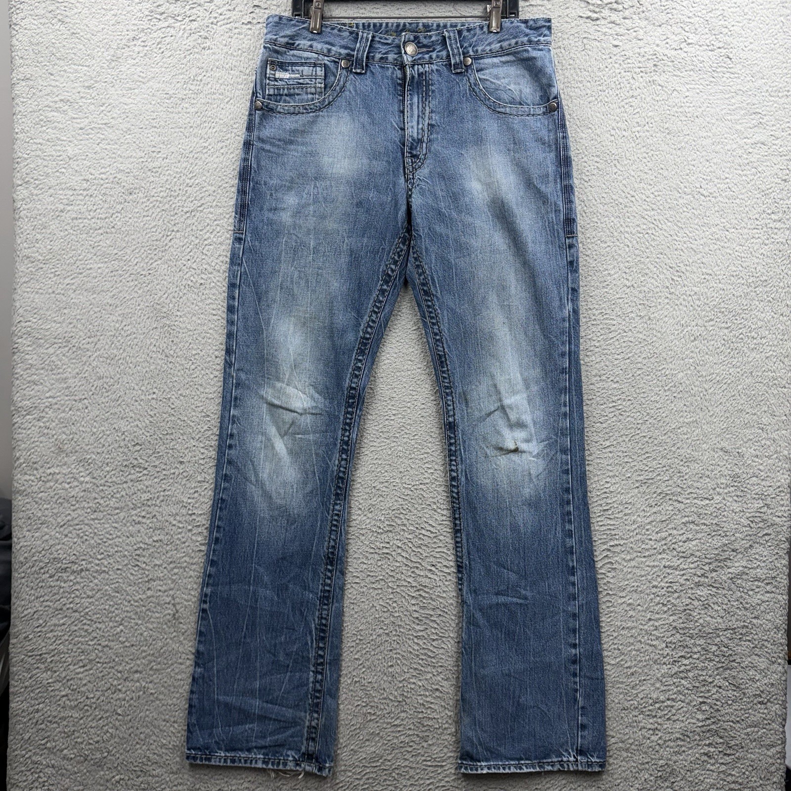 Wrangler Rock 47 Denim Jeans Men 32×36 Blue Slim Boot Cut Stretch Western