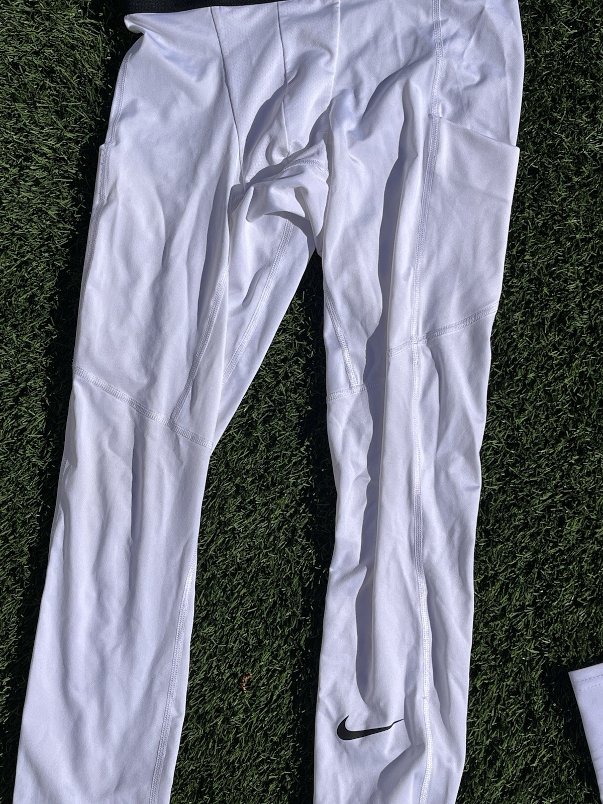 Nike Pro Men’s L White Compression Leggings Polyester/Spandex Running