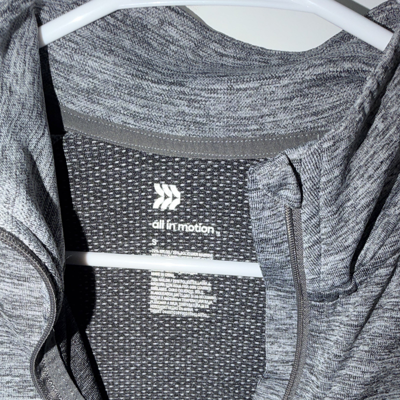 All in Motion Women’s Heathered Gray 1/4 Zip Mock Neck Top Long Sleeve S