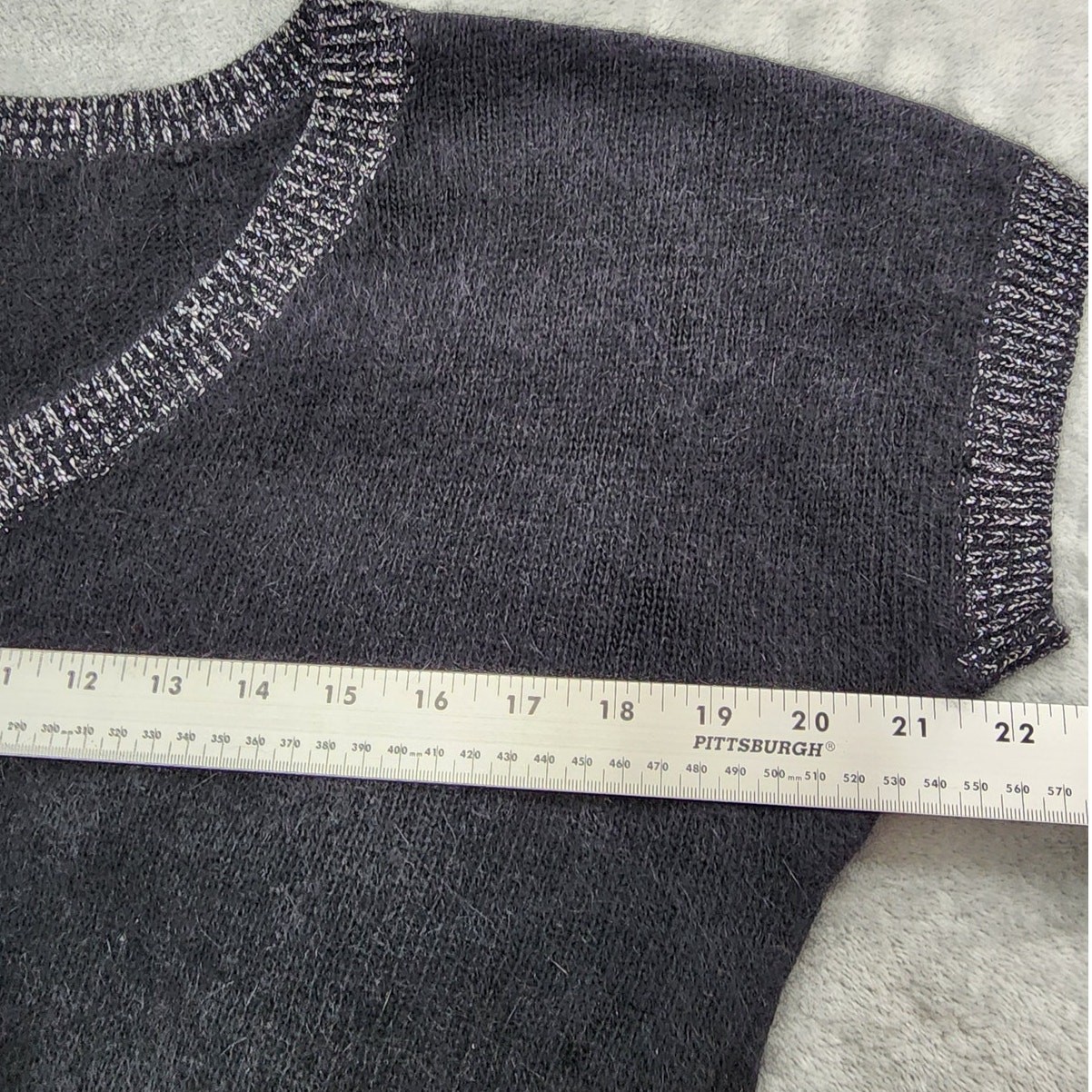Vintage Renee Tener Jeanne Pierre Sweater Womens L Black Silver Wool Angora Knit