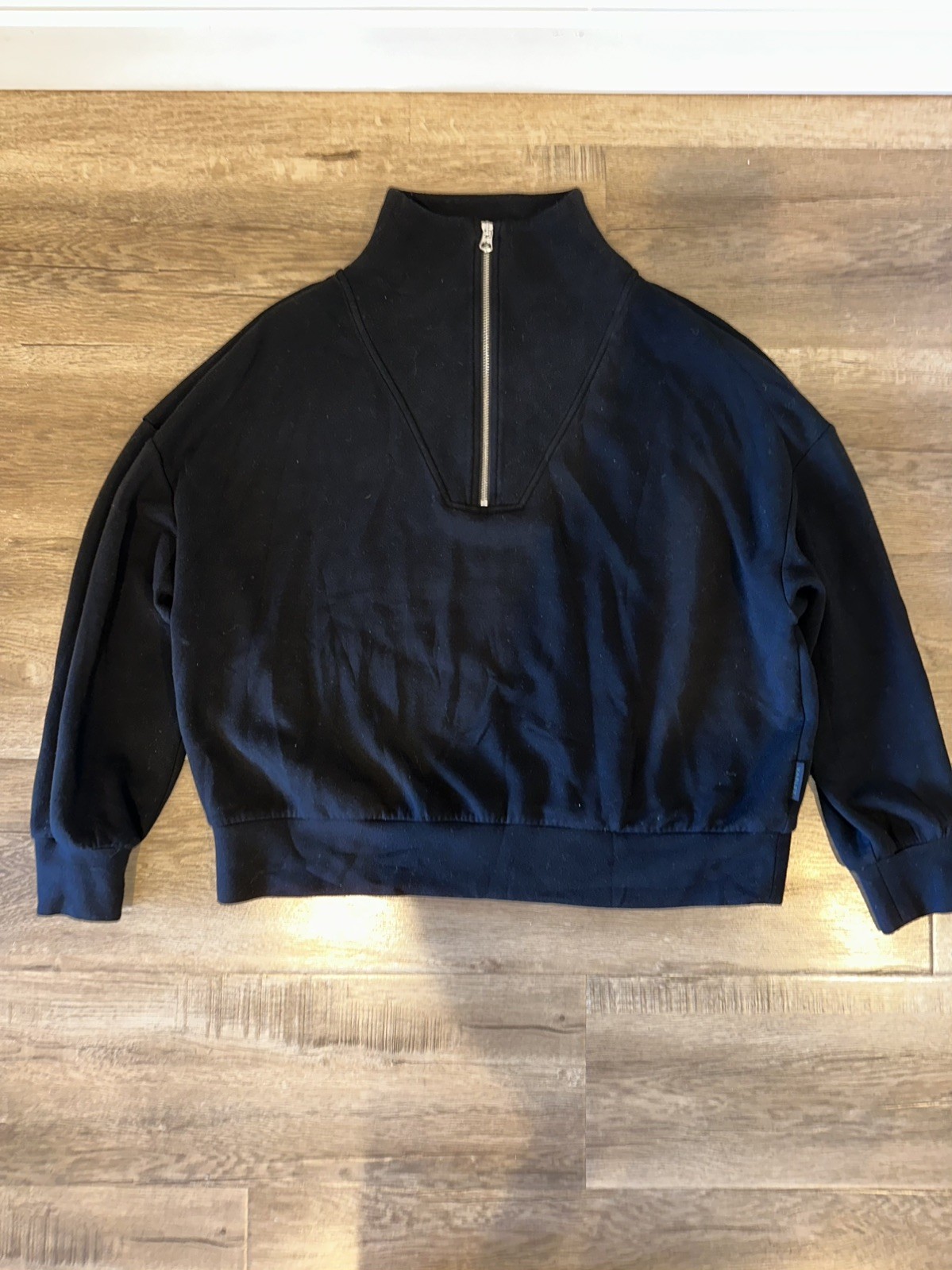 Varley Double Soft Hawley Half Zip Sweatshirt Size Large, Black Athleisure Luxe