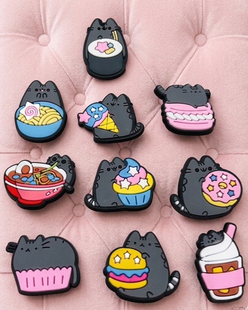 12Pcs Pusheen The Cat Crocs Shoe Charms New Unicorn Mermaid Cup Cake